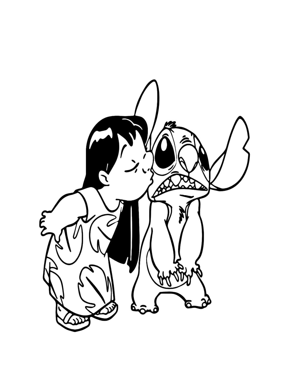 Lilo Kiss Stitch Coloring Pages