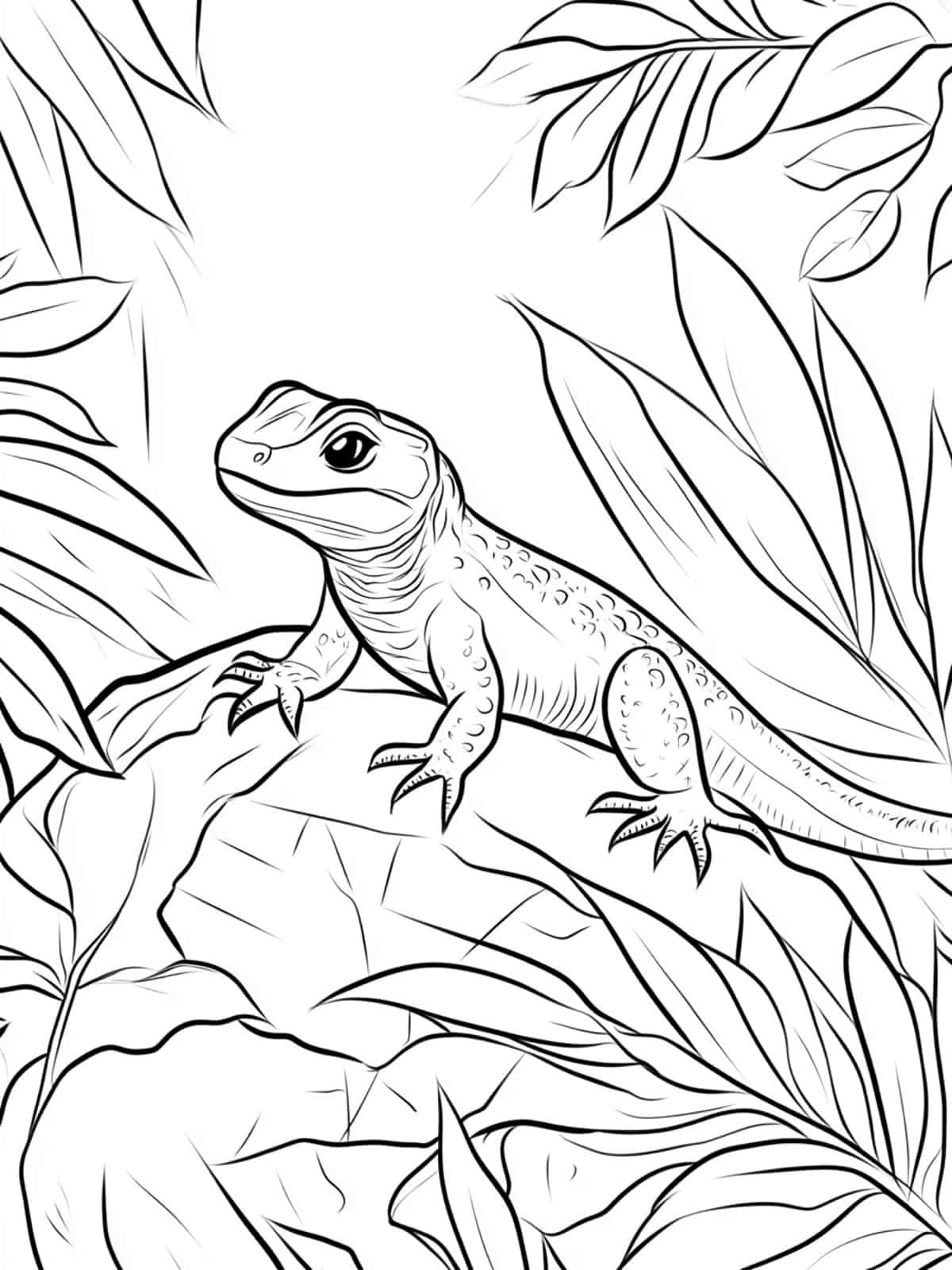 Lizard In The Jungle Coloring Page