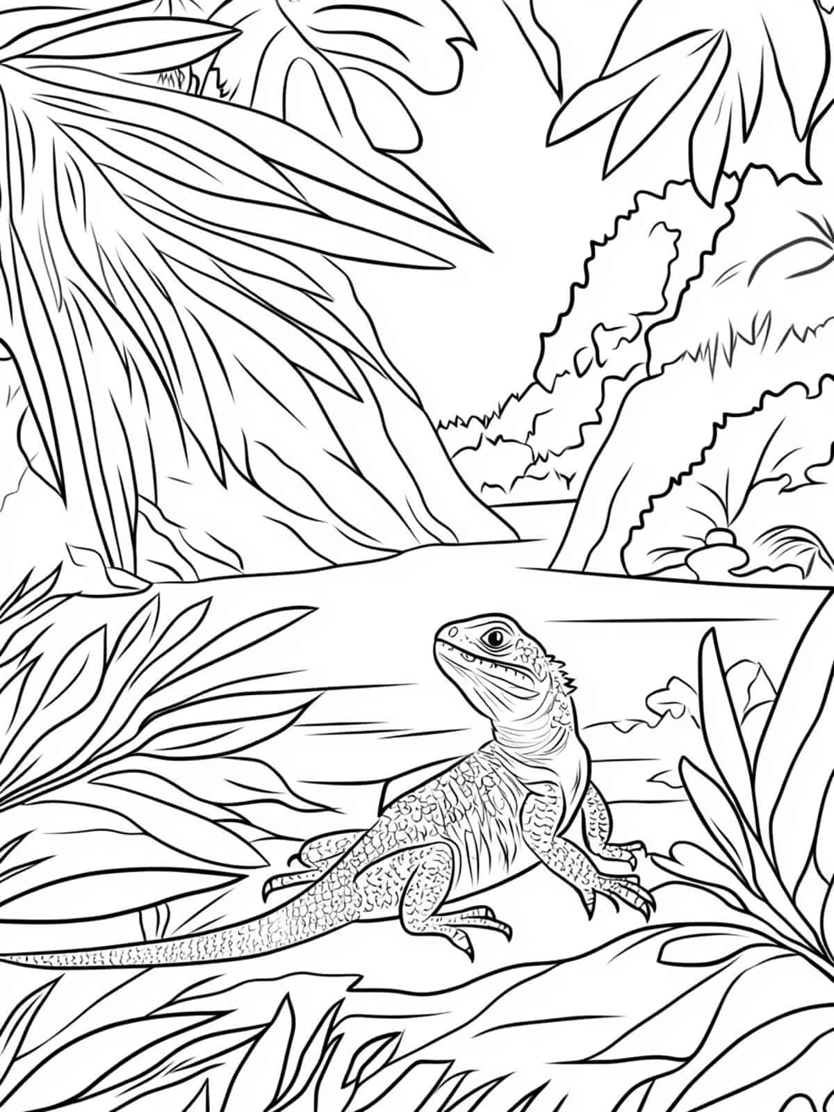 Lizard Sunbathing Coloring Pages