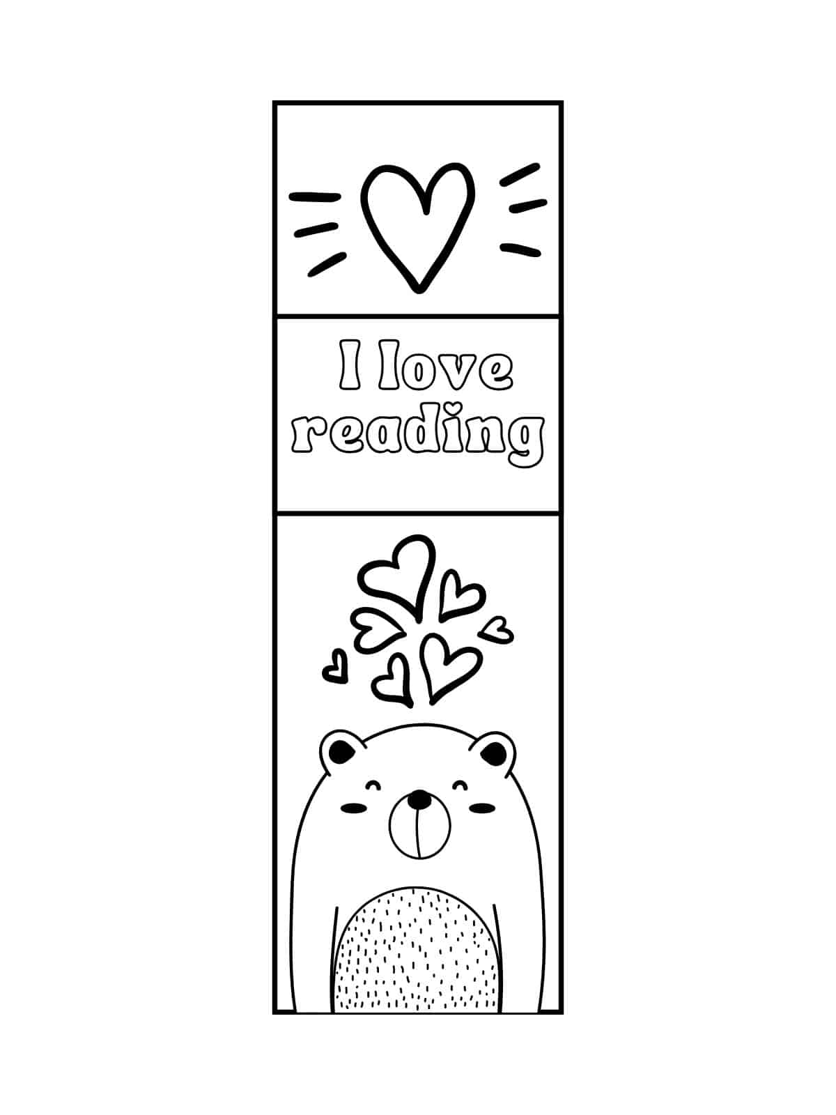 Love Reading Bookmark Coloring Pages