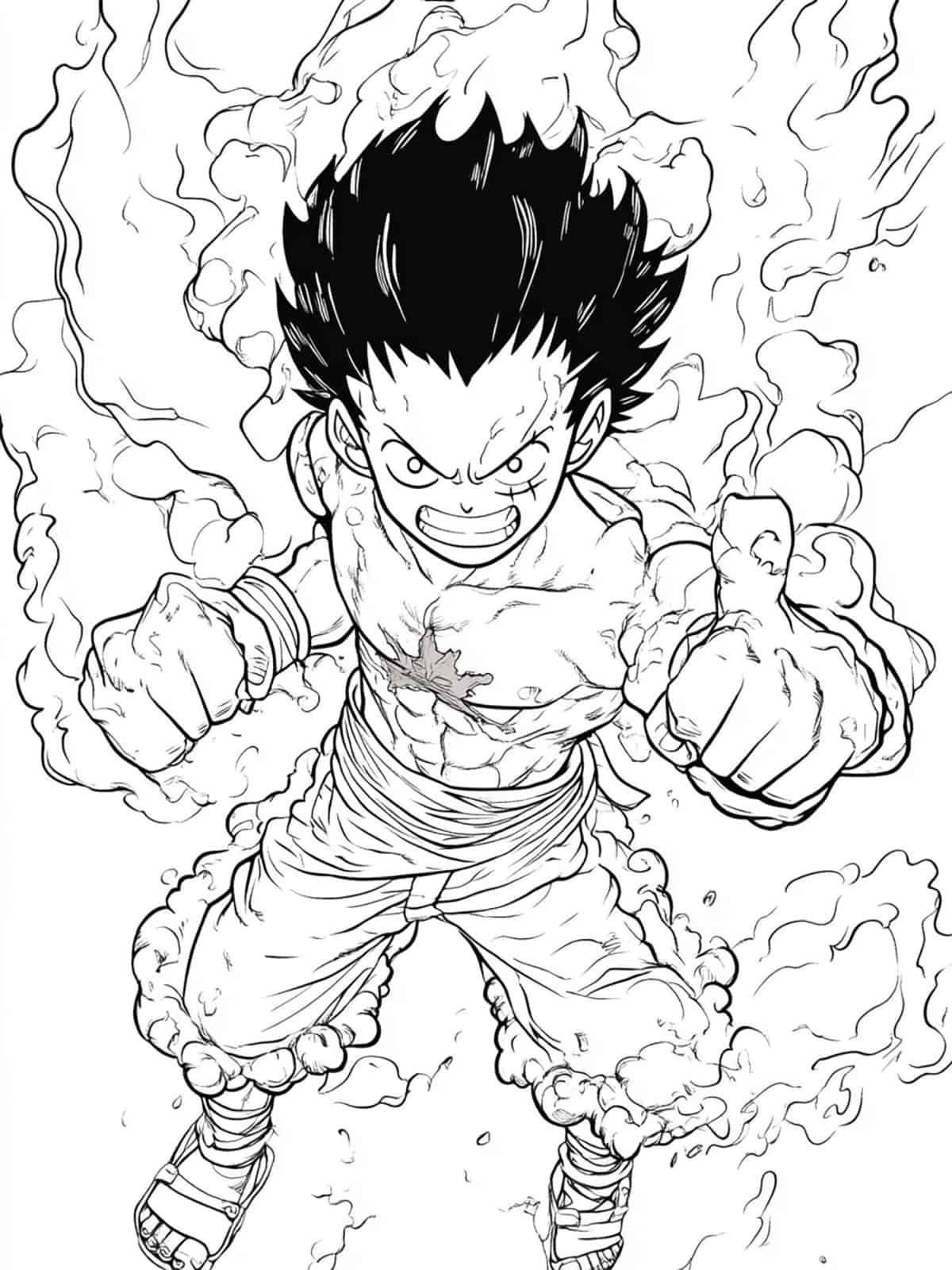 Luffys Gear Fourth Transformation Coloring Pages