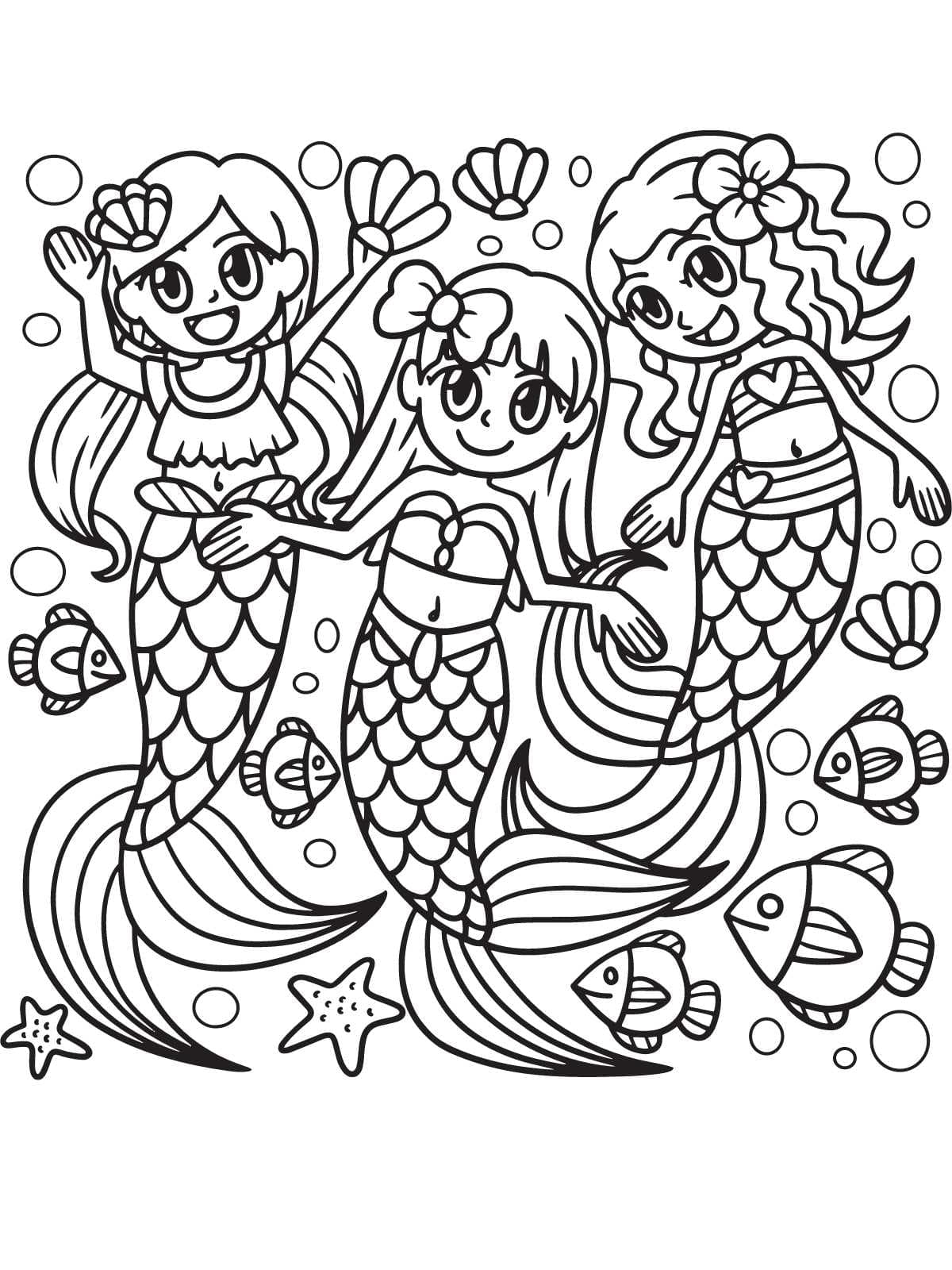 Mermaid With Fins Coloring Page