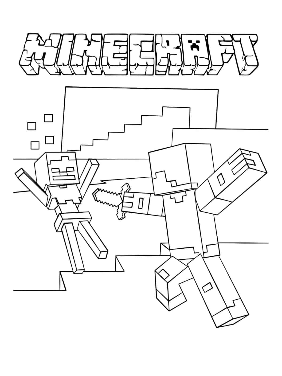 Minecraft Attack Coloring Pages