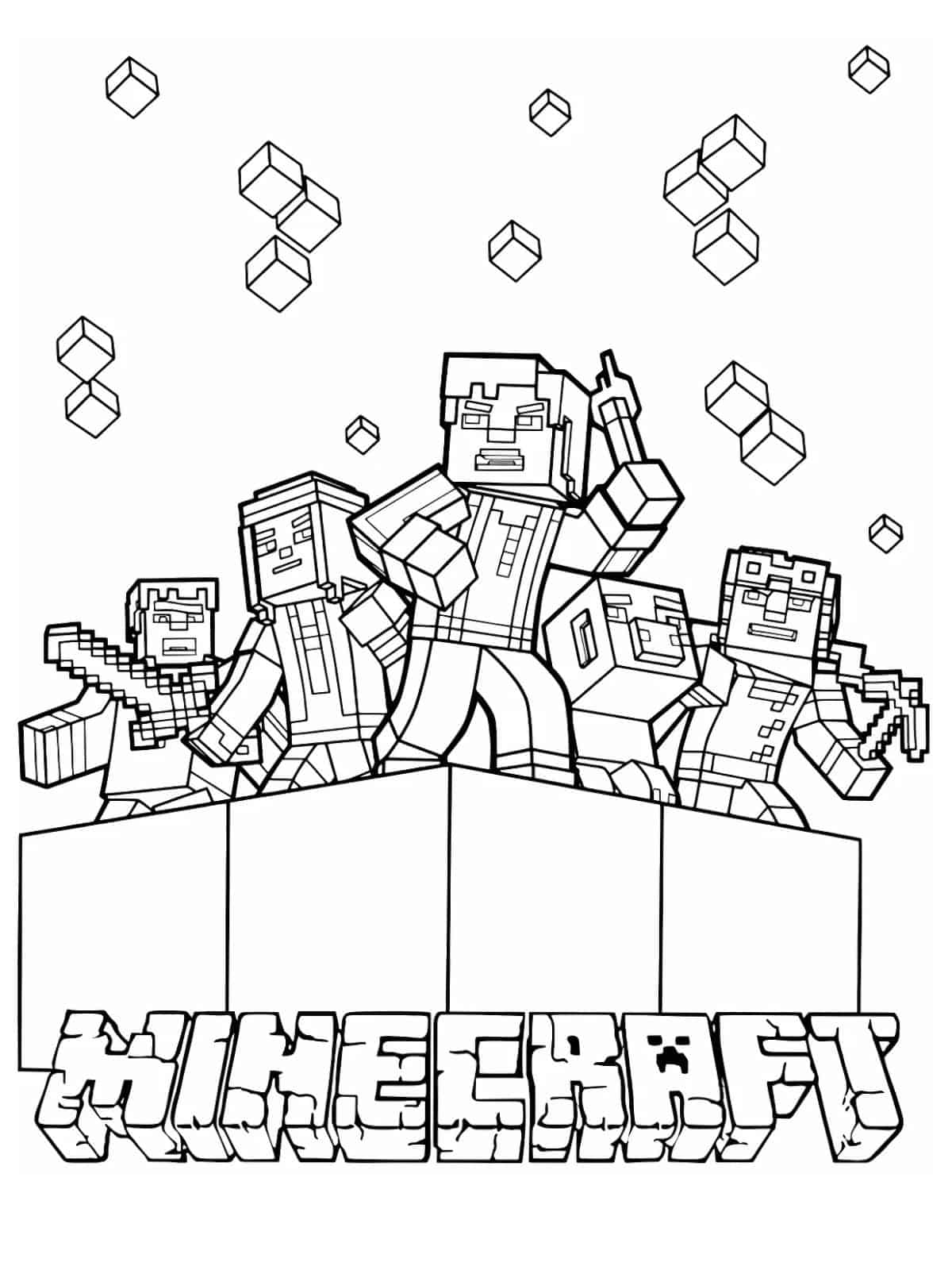 Minecraft Team Building Coloring Pages