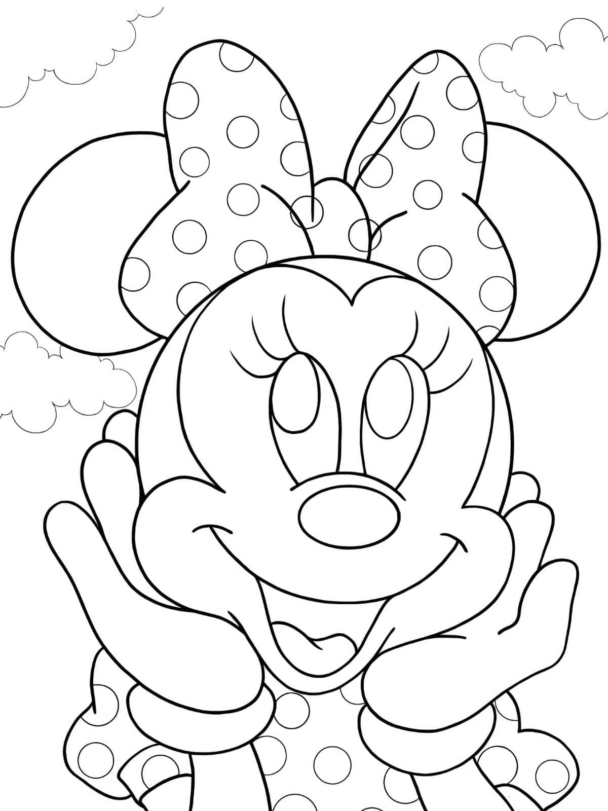 Minnie Mouse With Cloud Coloring Pages