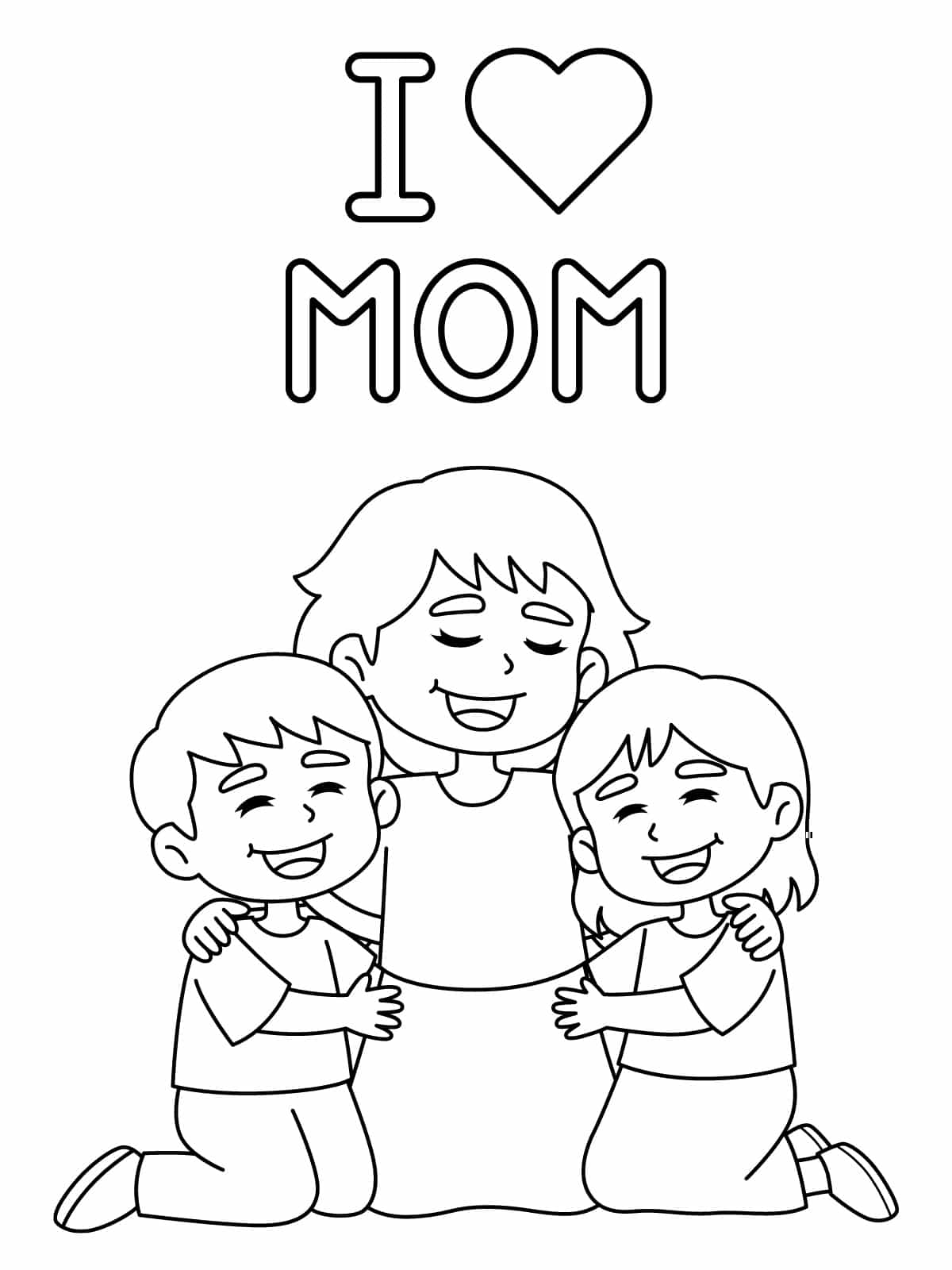 Mother And Kids Coloring Pages