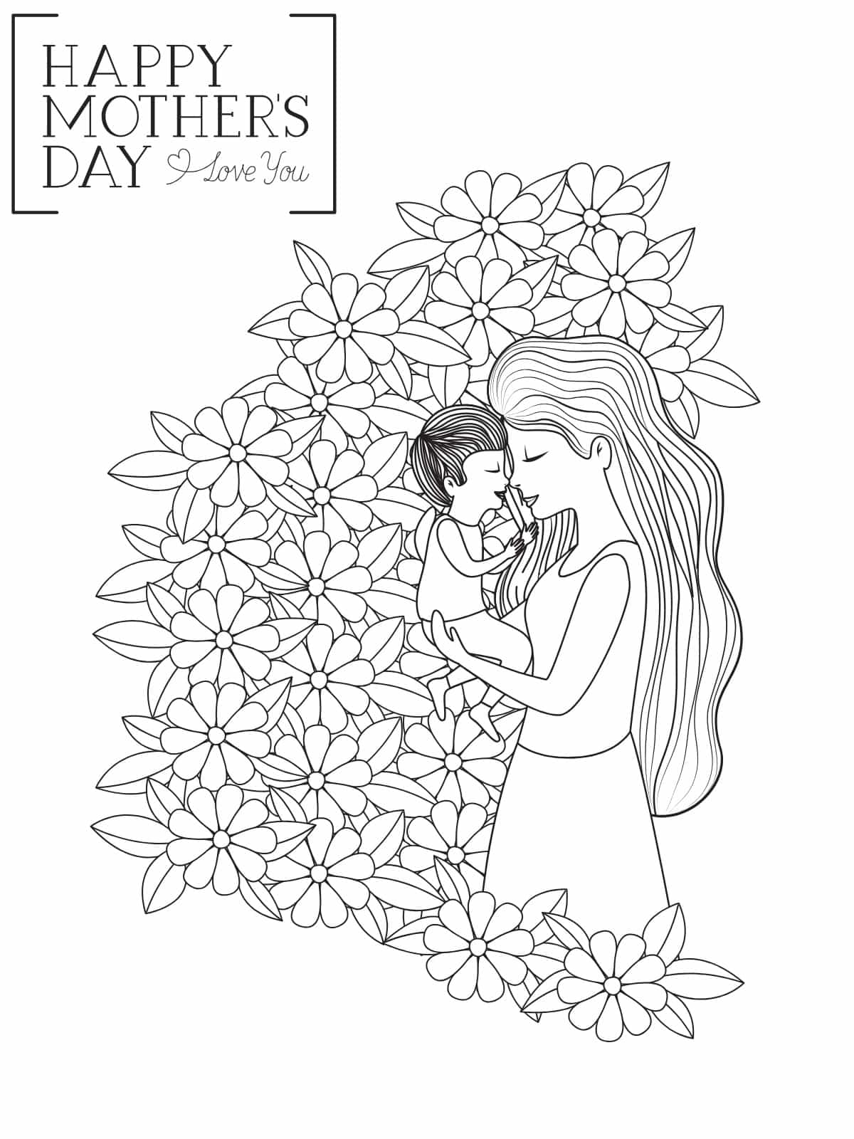 Mother Day Happiness Coloring Pages