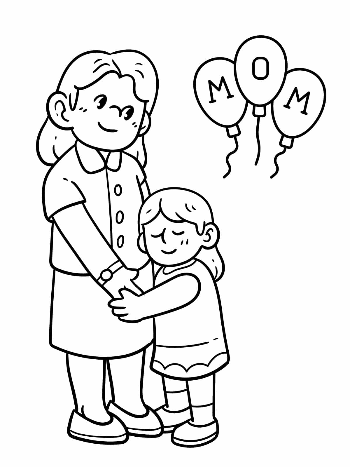 Mother Hugging Child Coloring Pages