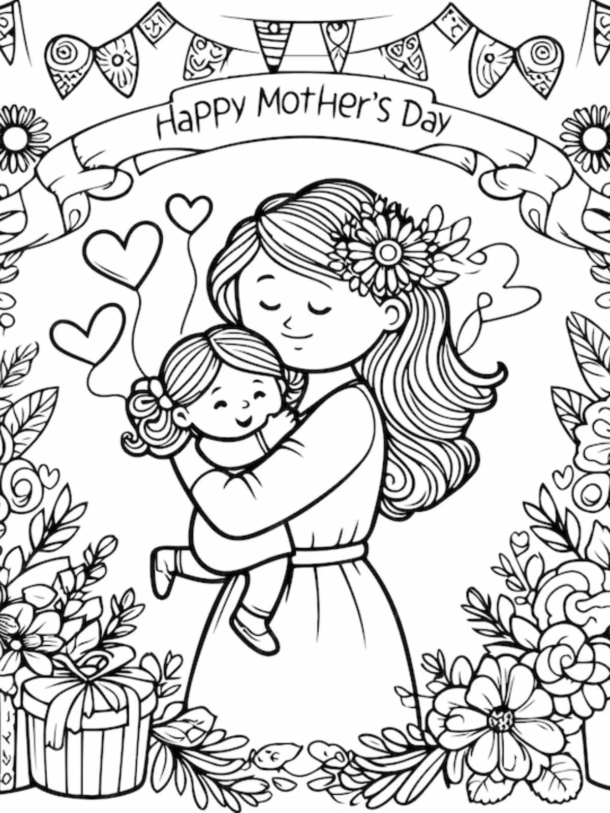 Mother With Gift Coloring Pages