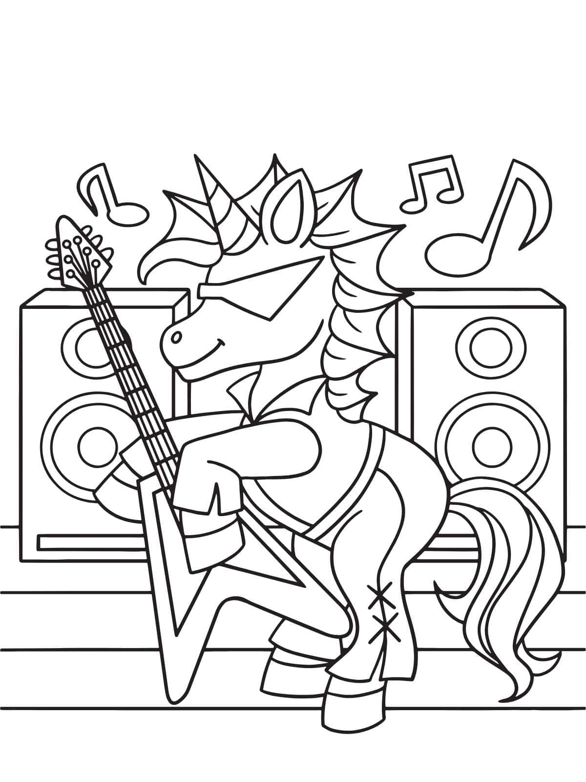 Music Unicorn Coloring Pages For Kids