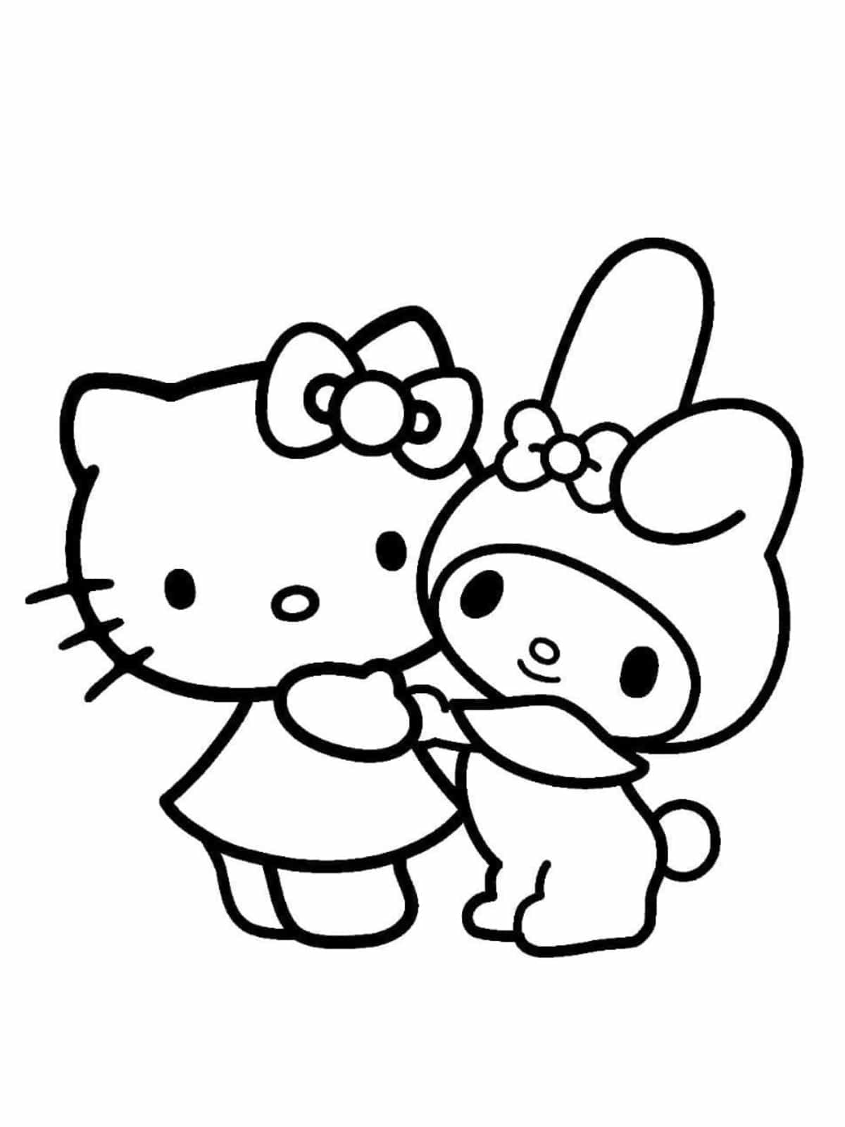 My Melody And Hello Kitty Coloring Pages