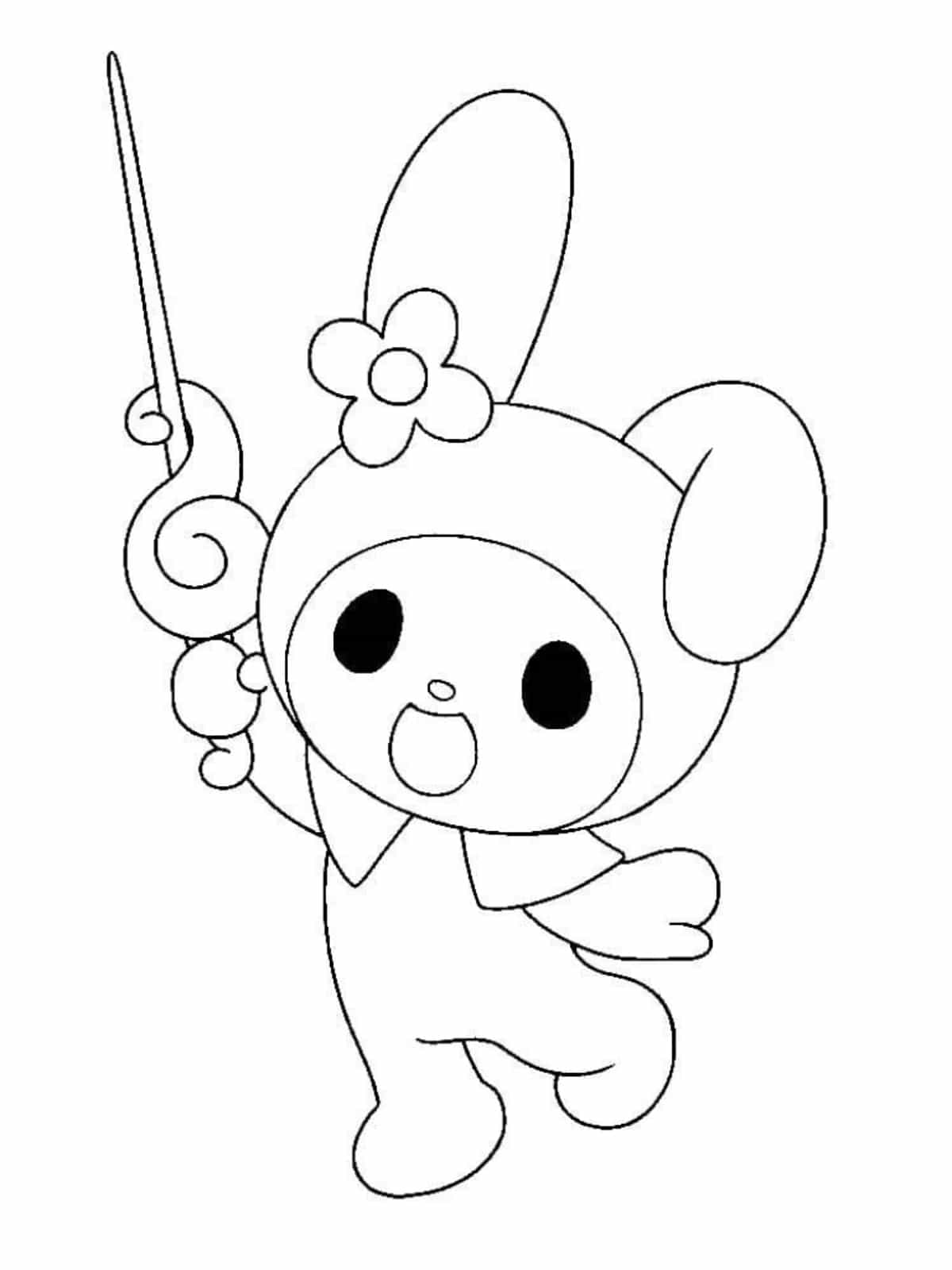 My Melody Holds A Cute Sword Coloring Pages