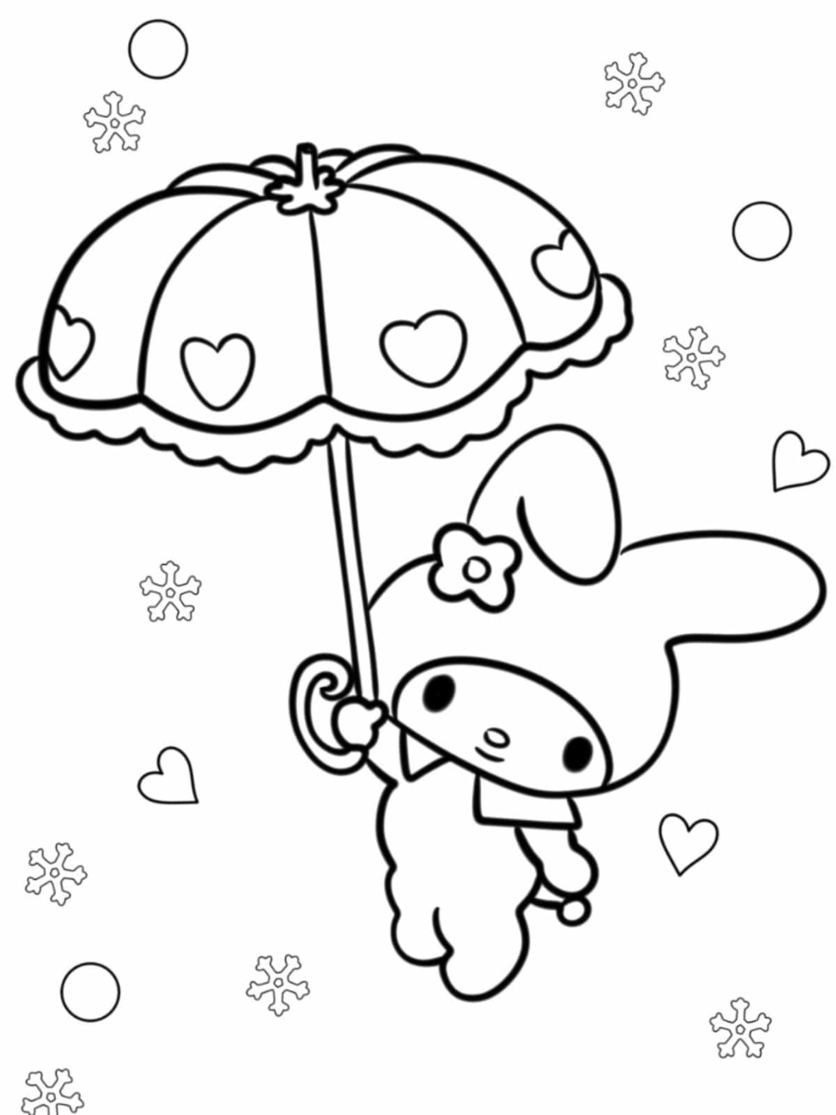 My Melody Sweet Umbrella Coloring Pages