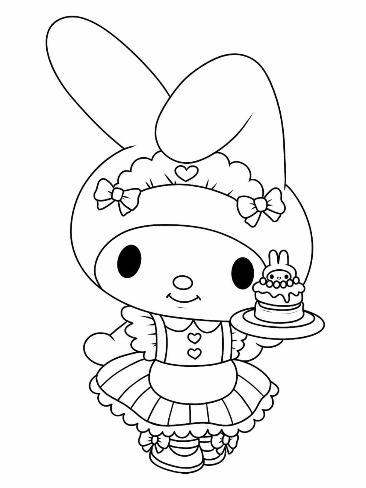 My Melody With A Cake Coloring Pages