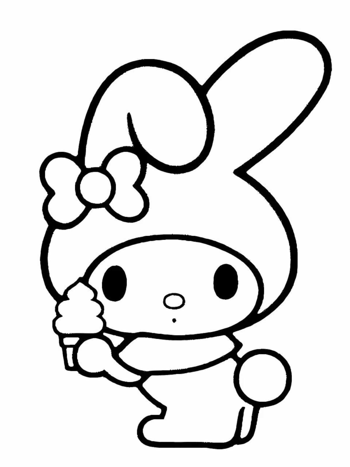 My Melody With A Ice Cream Coloring Pages