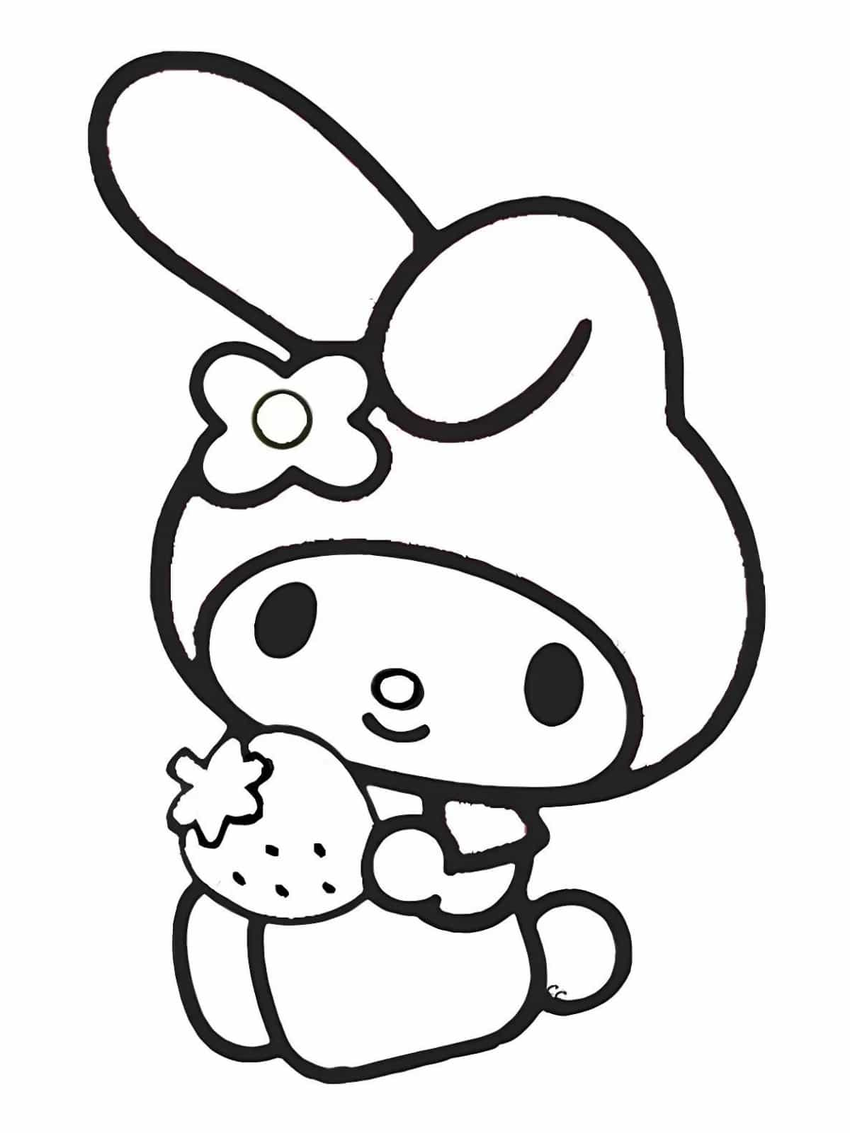 My Melody With A Strawberry Coloring Pages