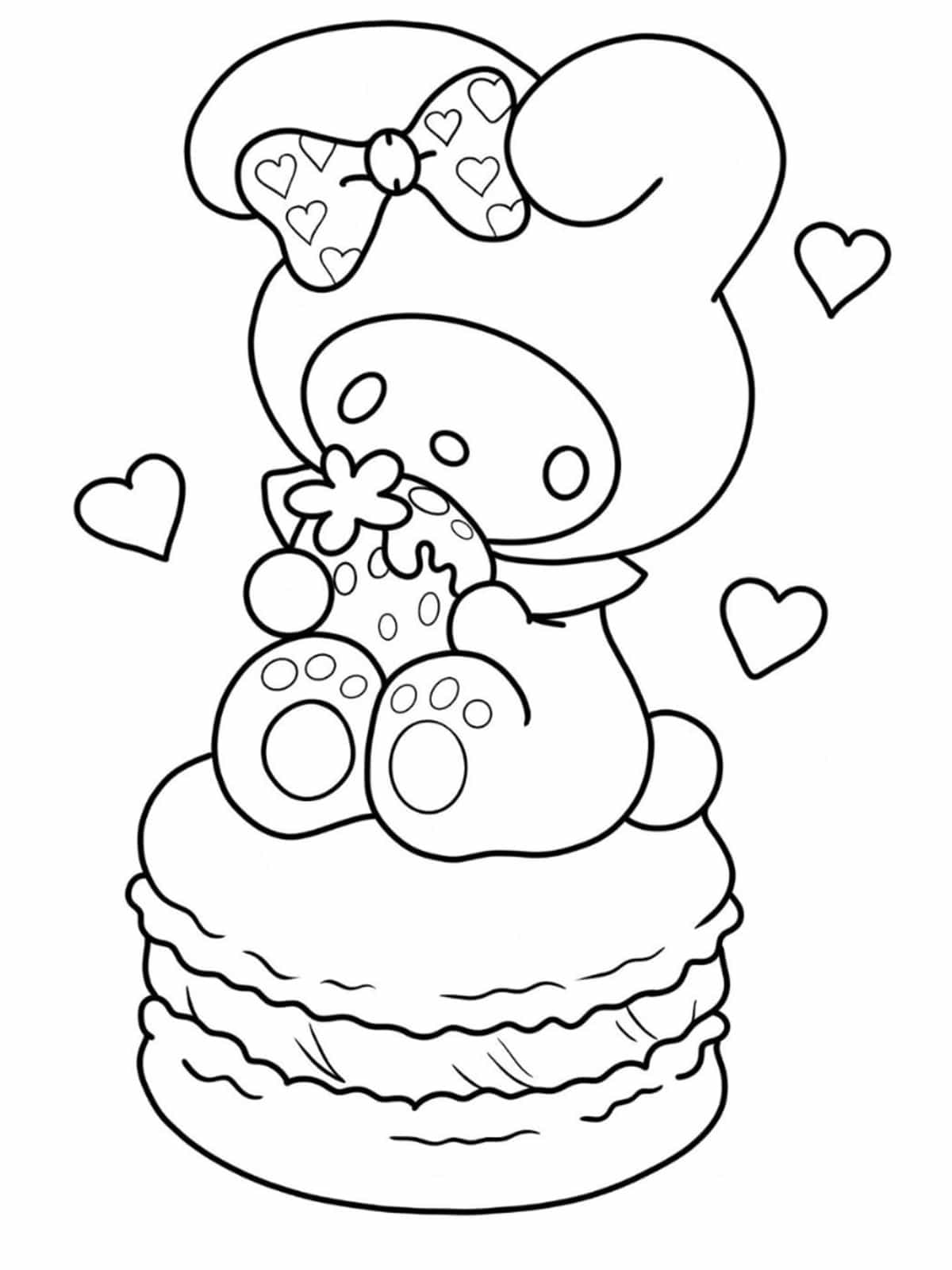 My Melody With Cake Coloring Pages