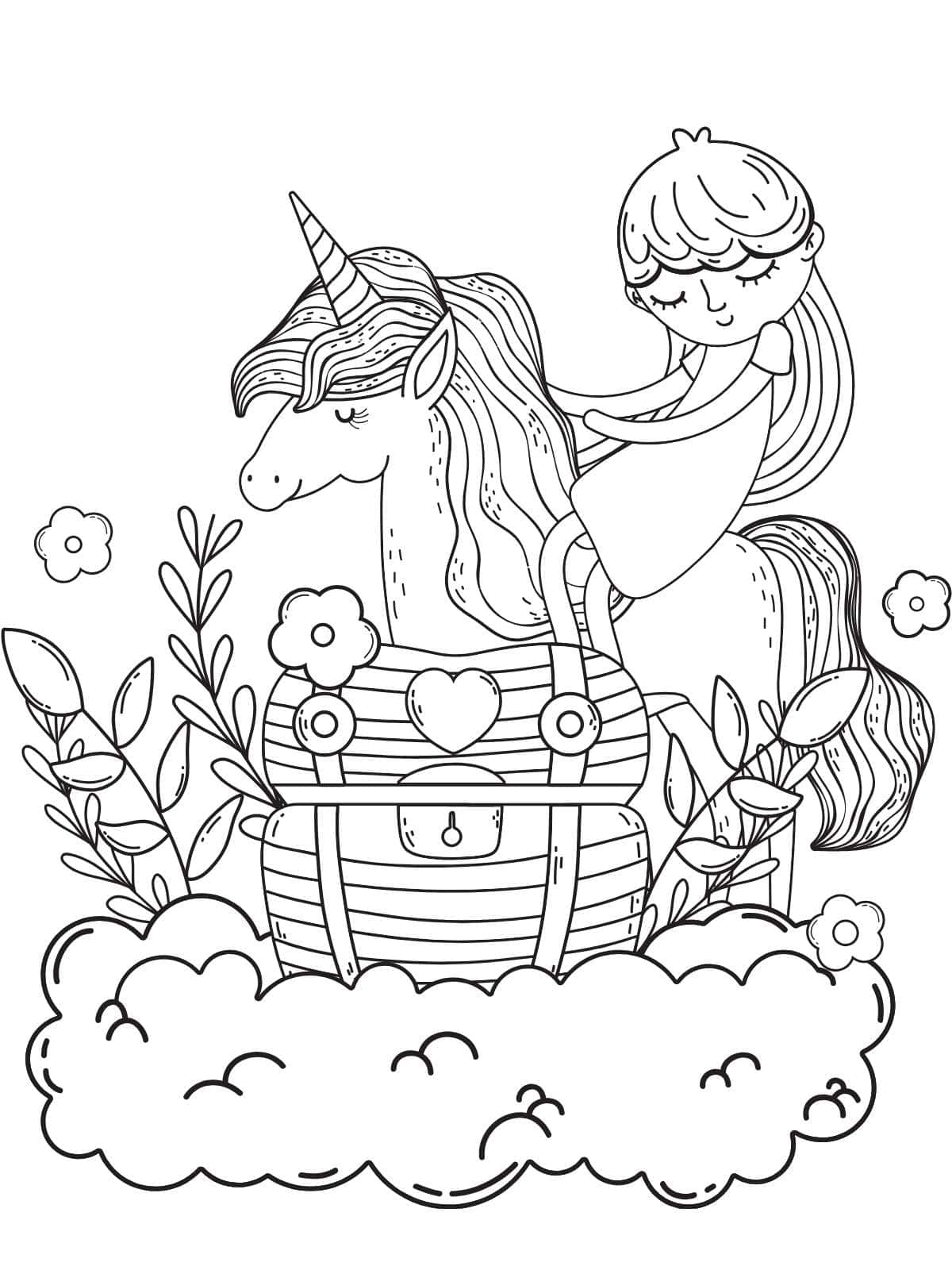 Mythical Unicorn Coloring Page