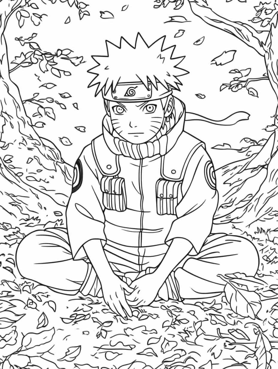 Naruto And Konoha Coloring Page