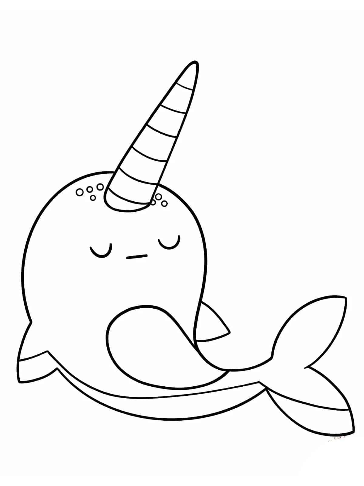 Narwhal Diving Coloring Page