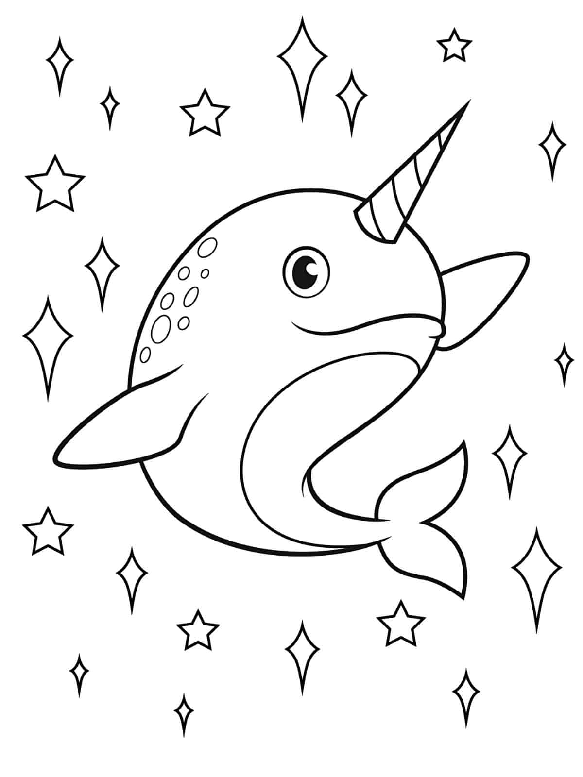 Narwhal In Sea Coloring Pages