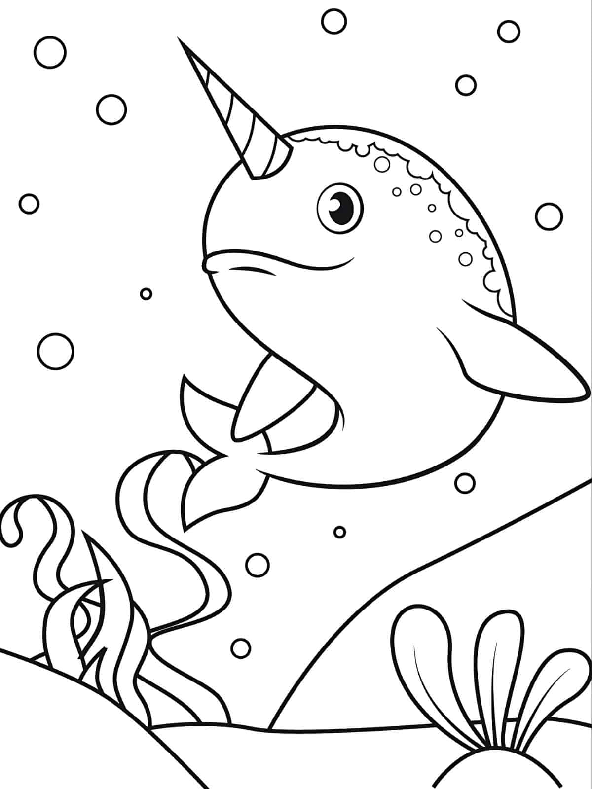 Narwhal Jumping Coloring Page