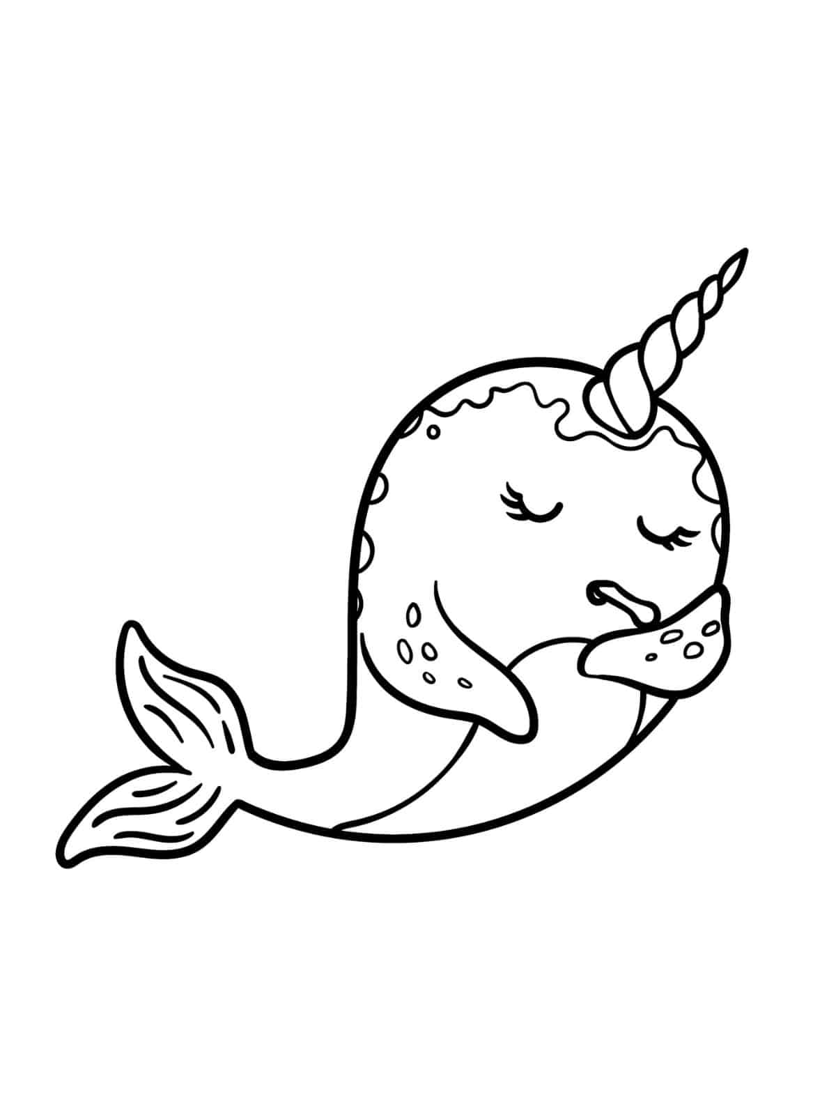 Narwhal With Big Teeth Coloring Page