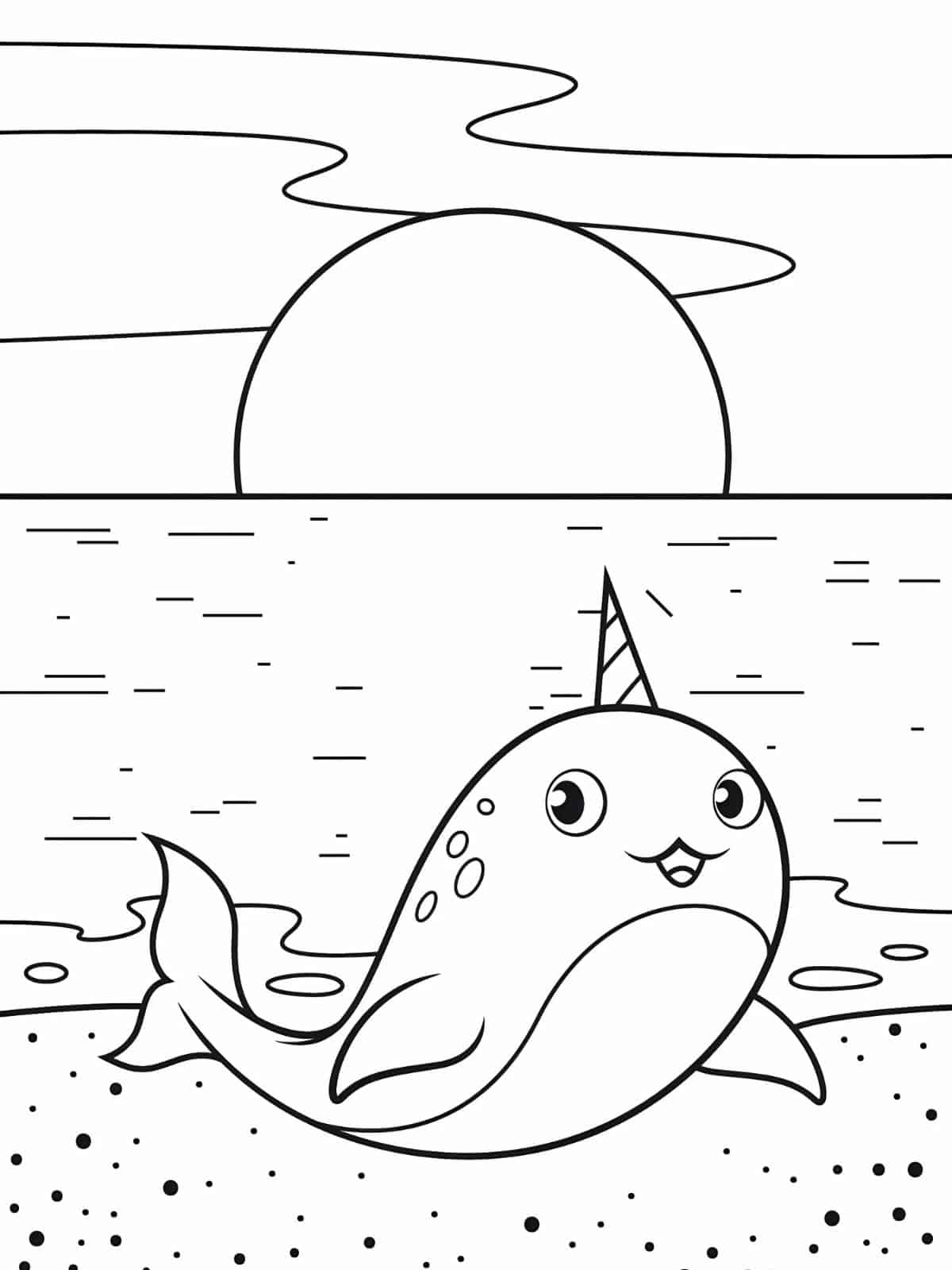 Narwhal With Horn Coloring Page