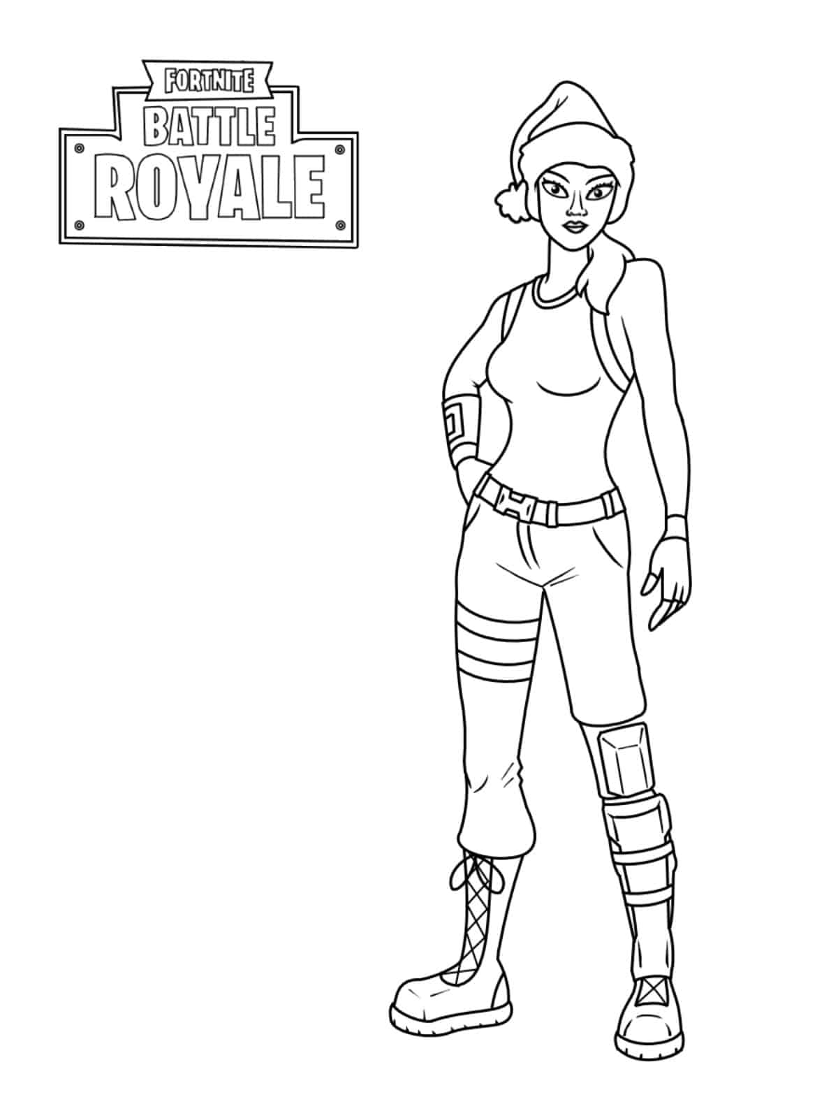 Nog Ops From Fortnite Wears A Christmas Hat Coloring Pages