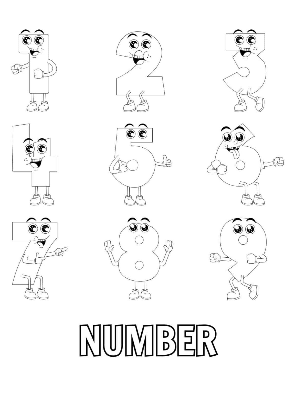 From 1 to 10 fun number coloring pages for kids 