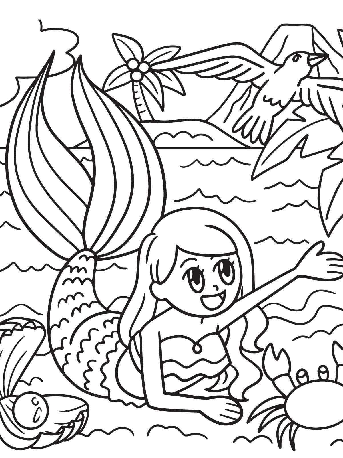 Ocean Life Mermaid Coloring Page