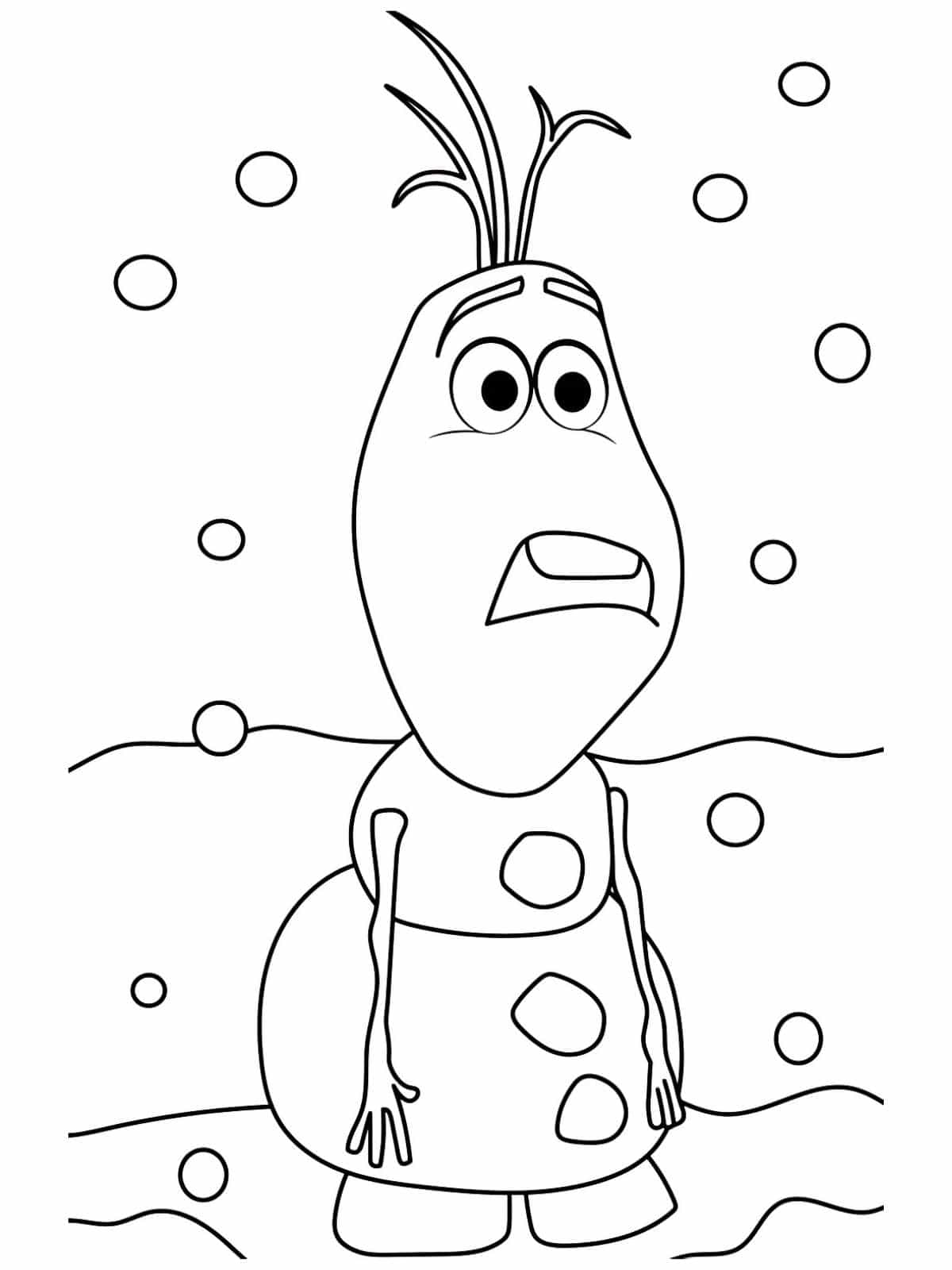 Olaf With Branches For Arms Coloring Page