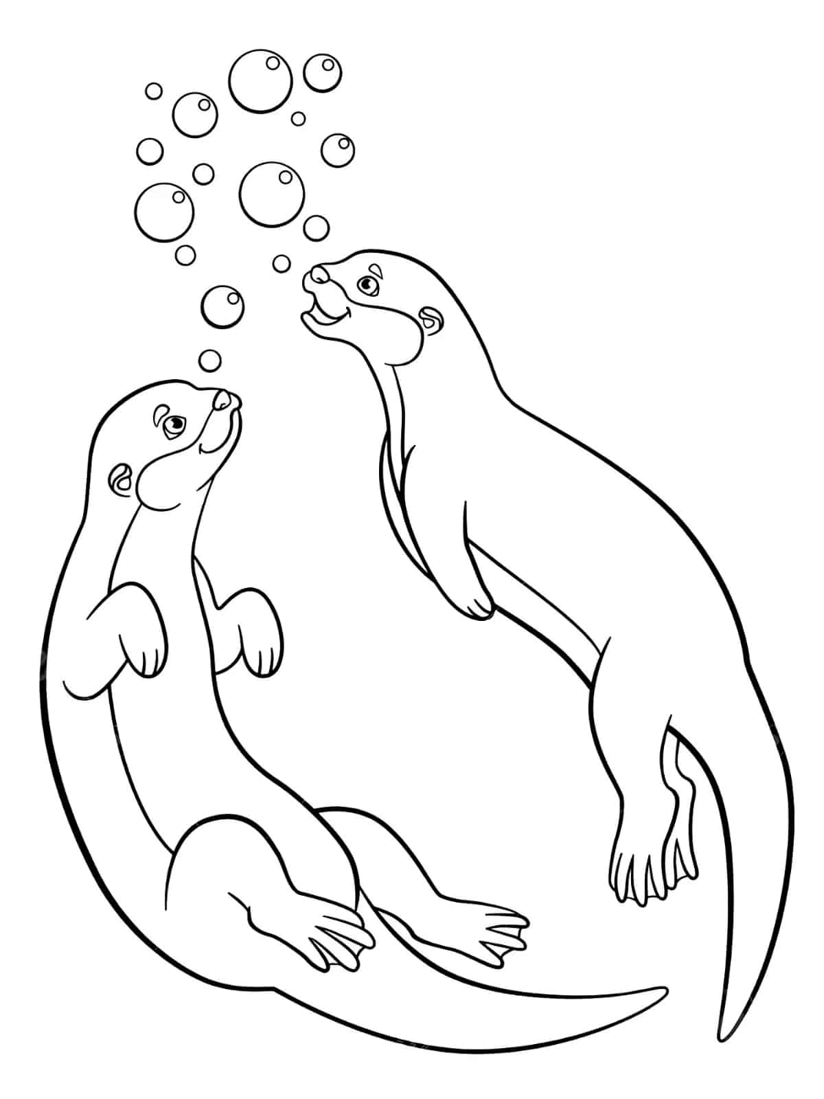 Otter With Fish Coloring Page