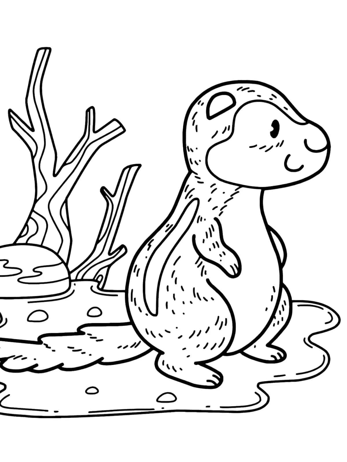 Otter With Frog Coloring Pages