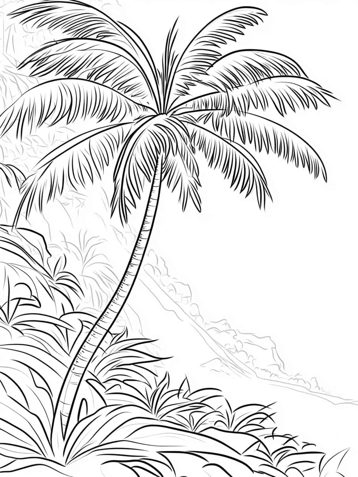 Palm Tree In A Rainforest Coloring Pages