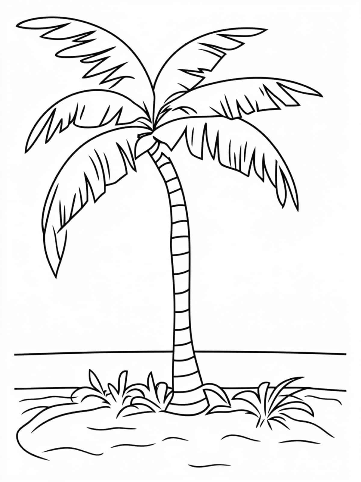 Palm Tree On A Tropical Beach Coloring Page