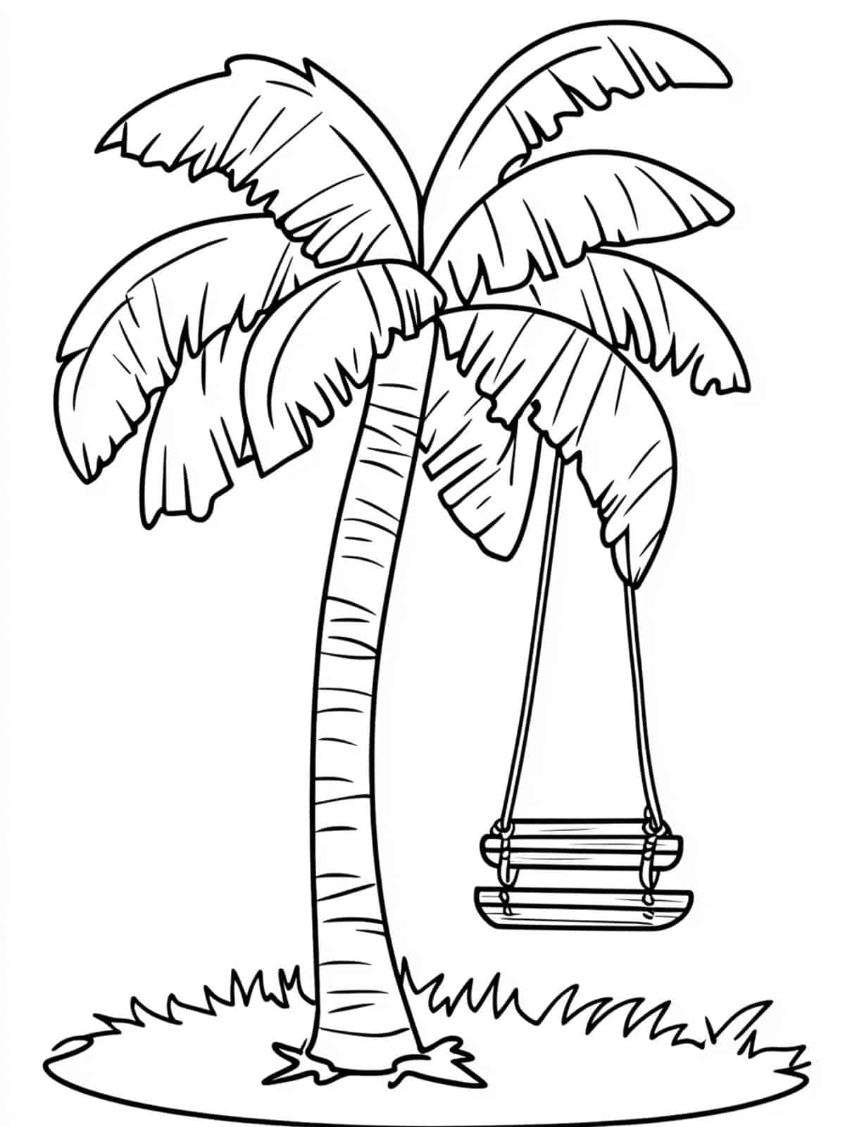 Palm Tree With A Swing Coloring Pages