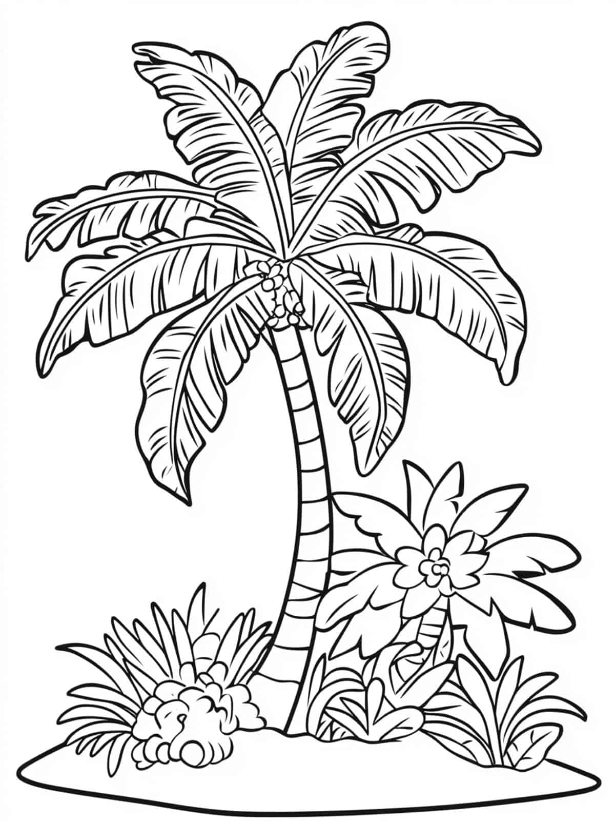 Palm Tree With Exotic Animals Coloring Pages