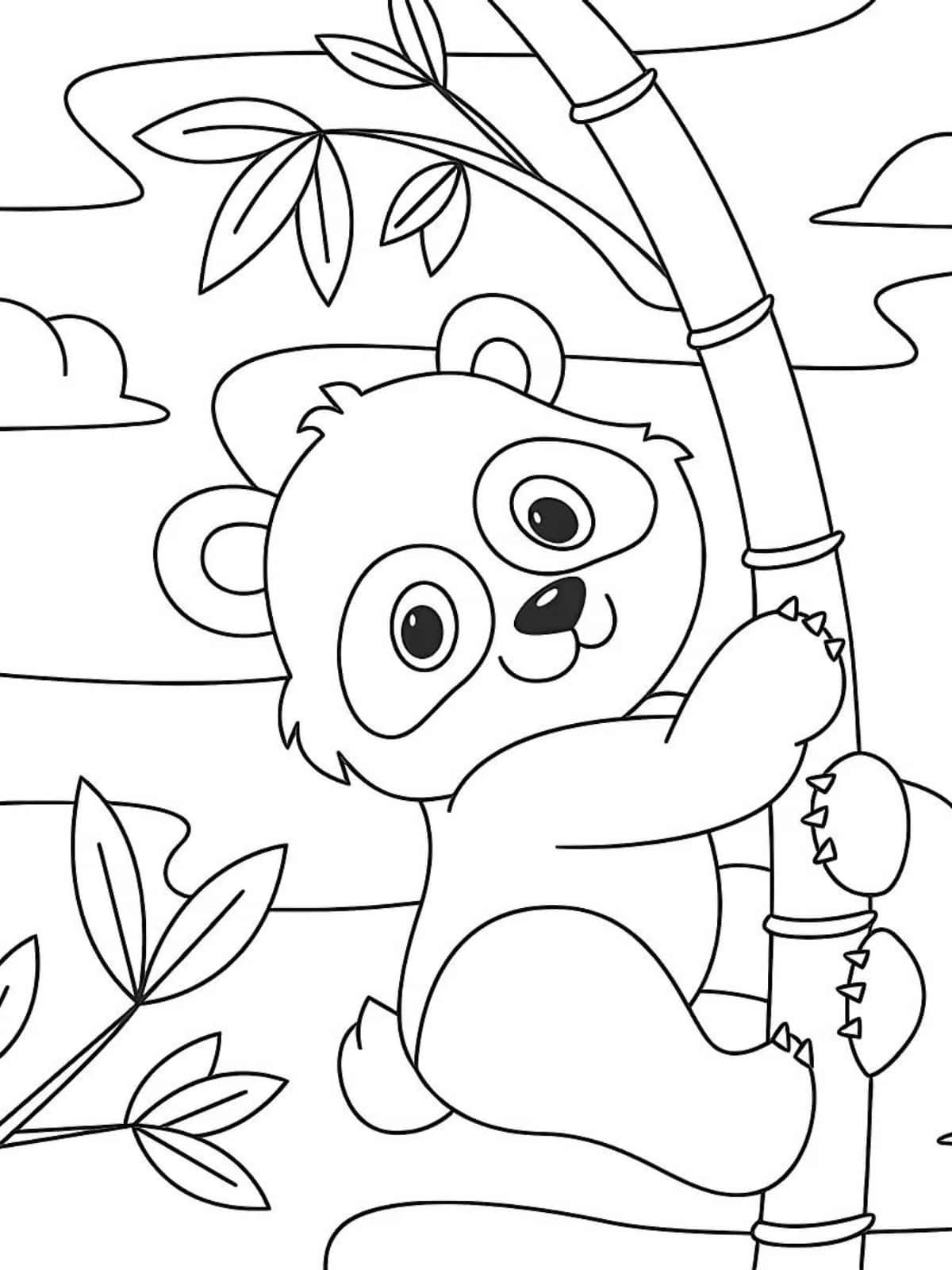 Panda Climbing Tree Coloring Sheets