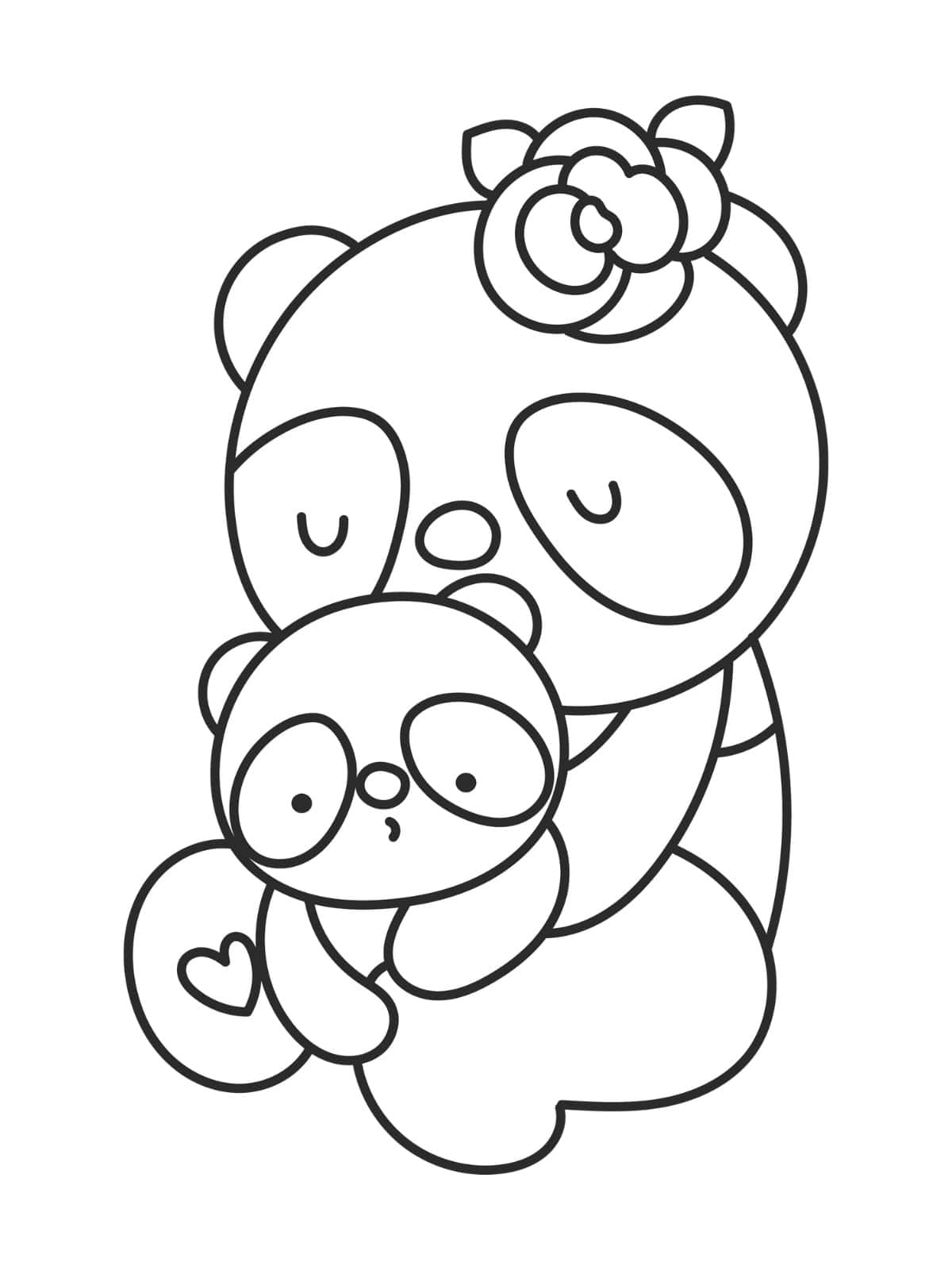 Panda Family Coloring Sheets For Kids