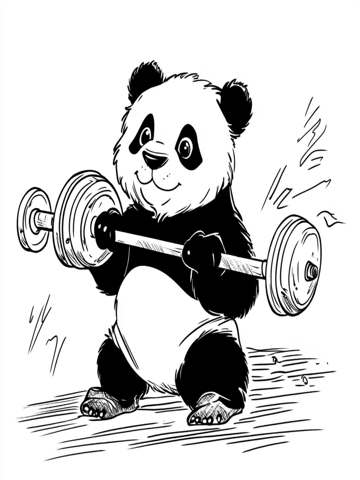 Panda In The Gym Coloring Pages