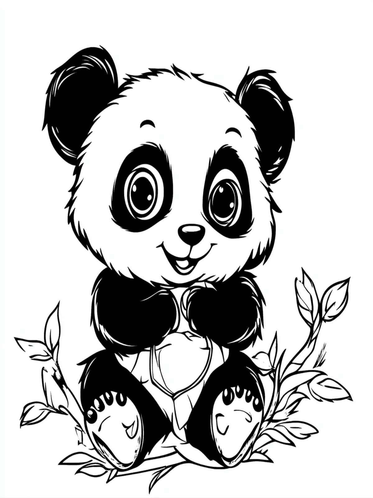 Panda Playing In Park Coloring Pages