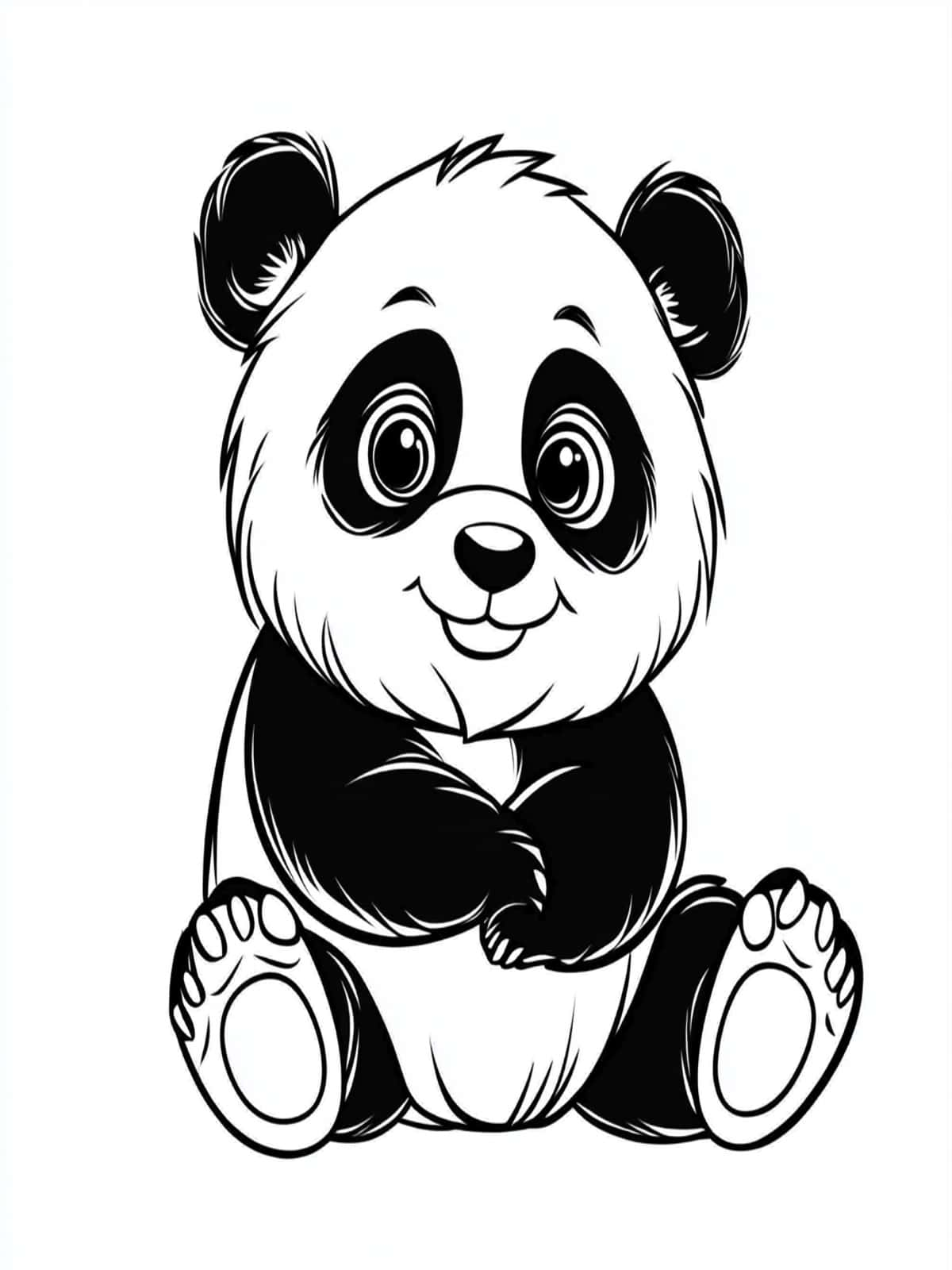 Panda Sitting On Rock Coloring Pages