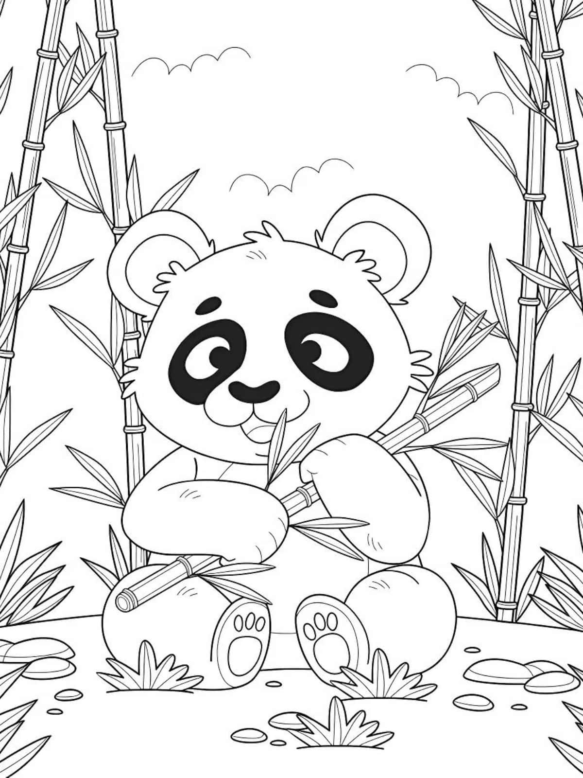 Panda With Round Ears Coloring Sheets