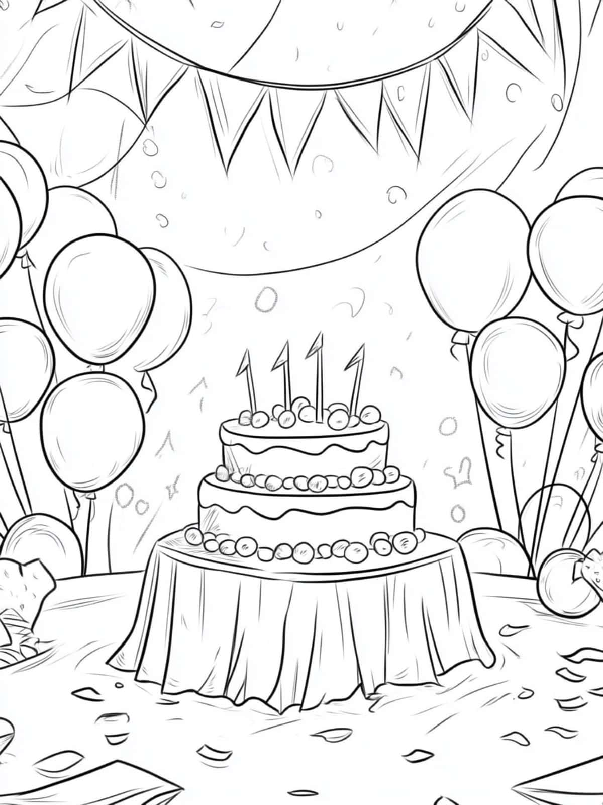 Party Decorations Birthday Coloring Pages