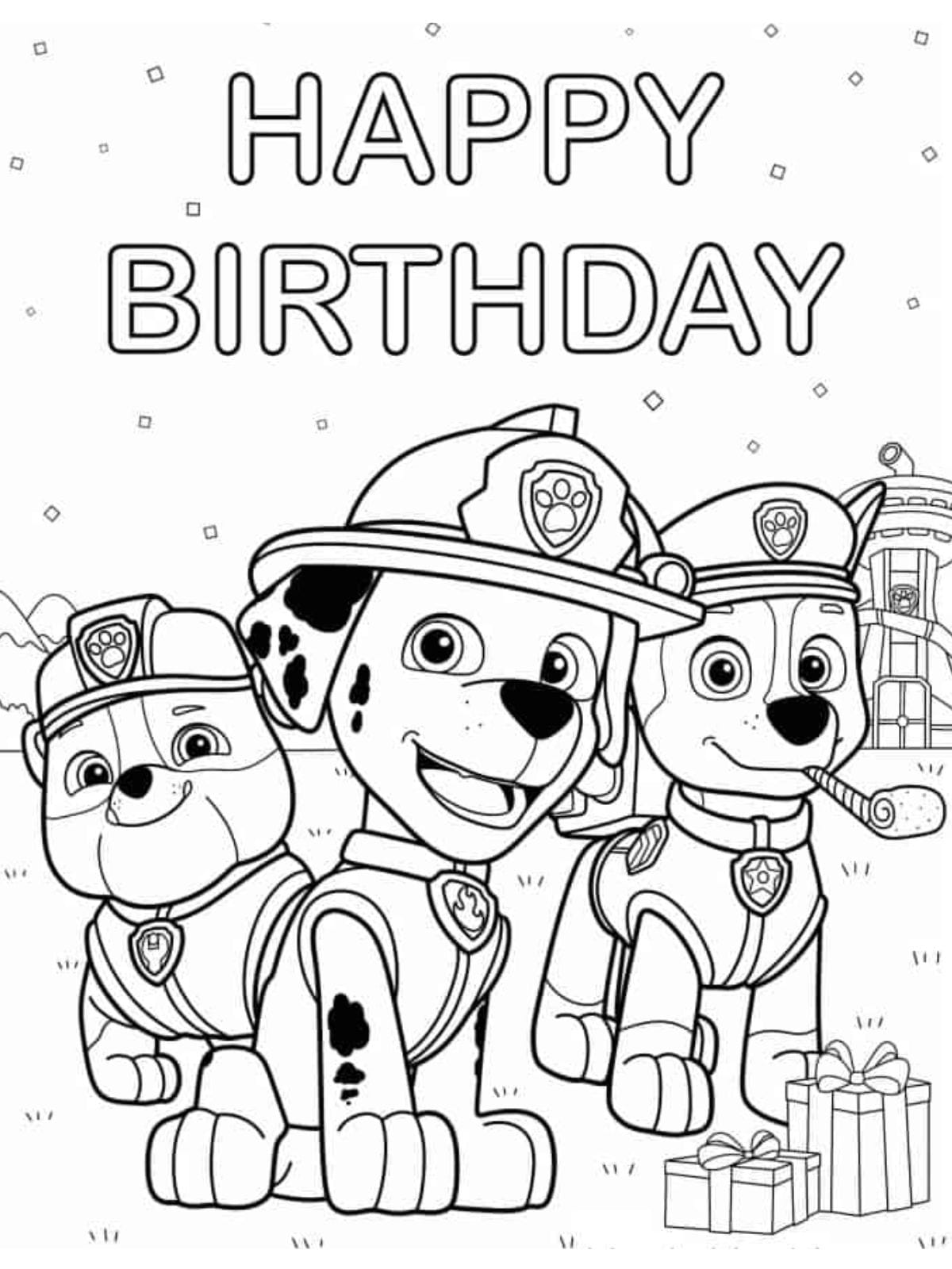 Paw Patrol Coloring Pages Birthday Celebration