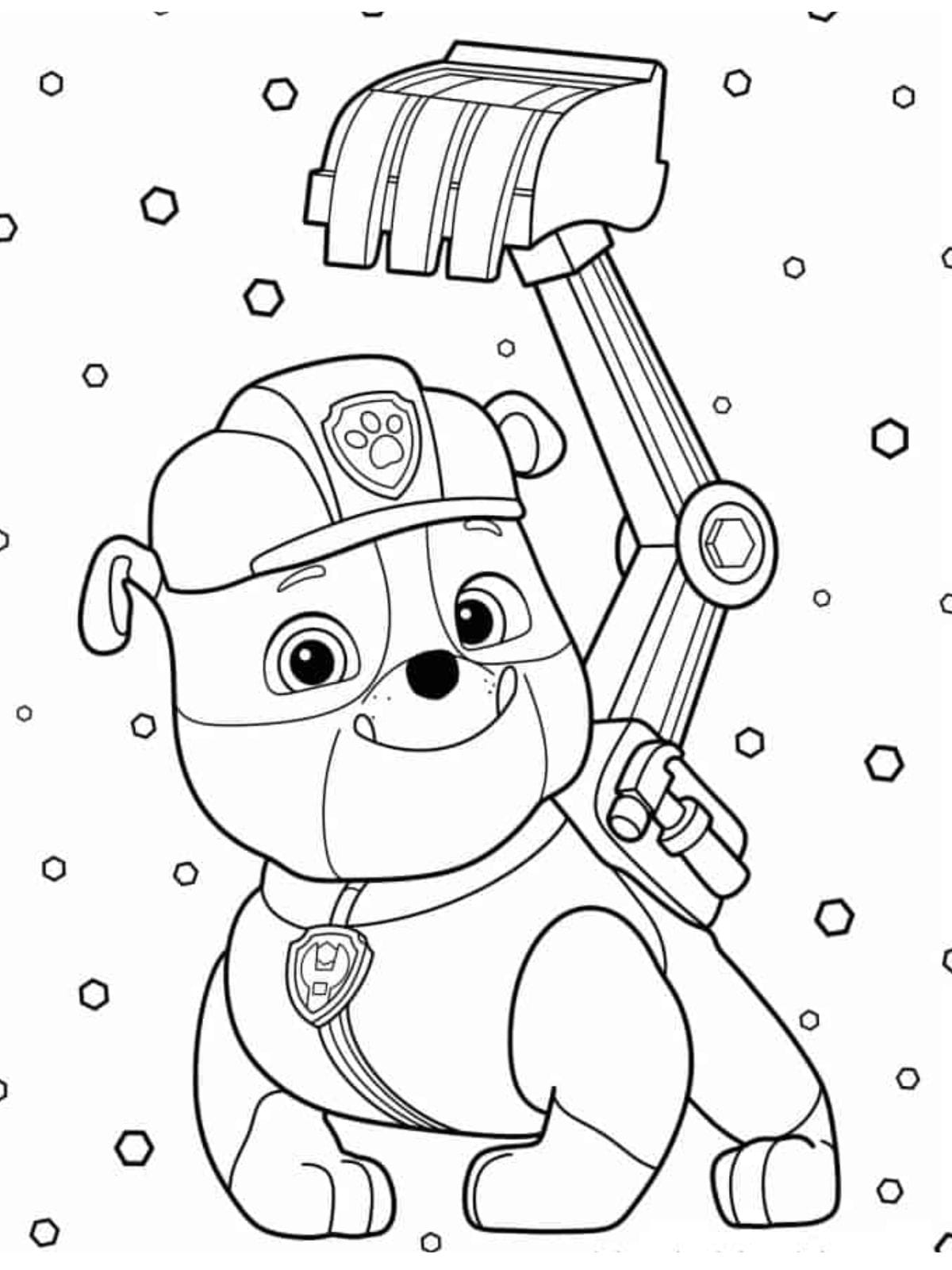 Paw Patrol Coloring Pages Rubble The Builder