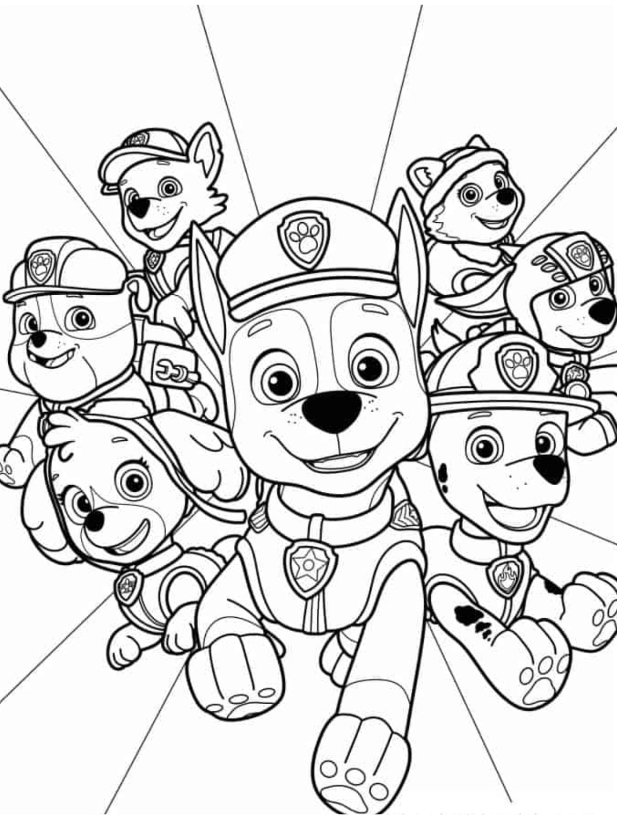 Paw Patrol Teamwork Coloring Page