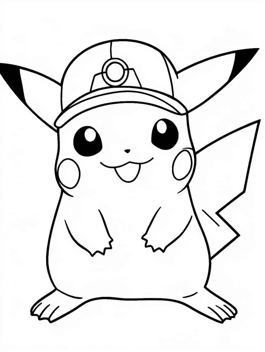 Pikachu And Ash Coloring Pages Simple