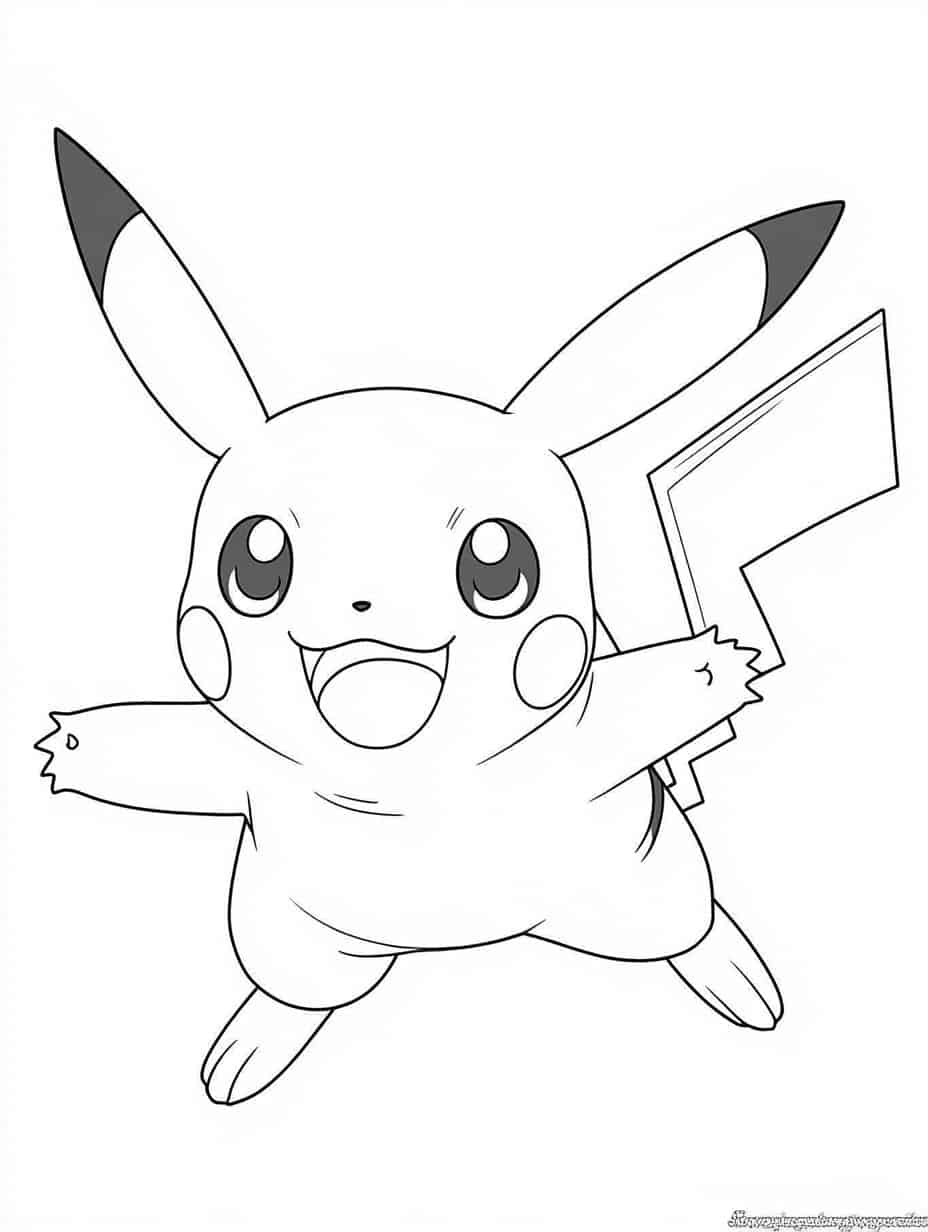 Pikachu Coloring Pages Simple For Kids